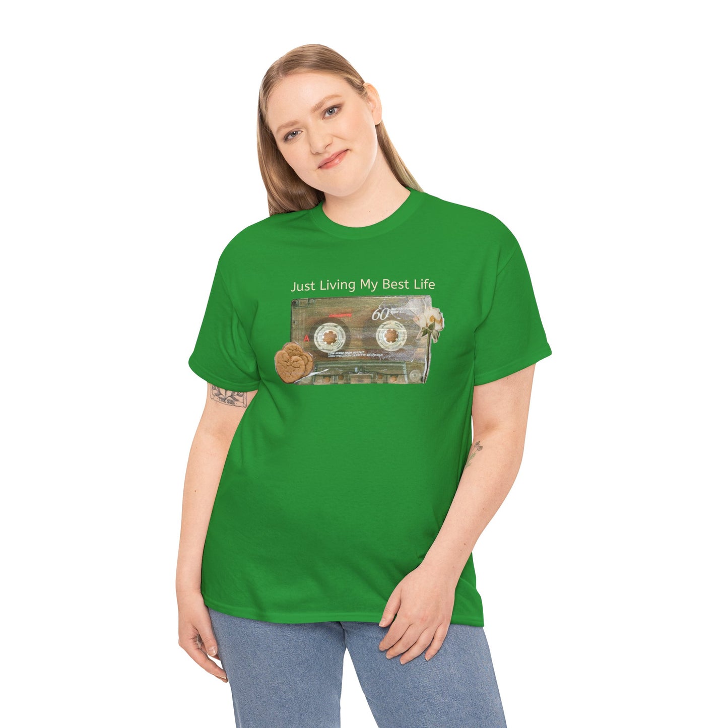 Just Living My Best Life Tee, Vintage Cassette T-Shirt, Casual Wear, Gift for Friends, Music Lover's Apparel