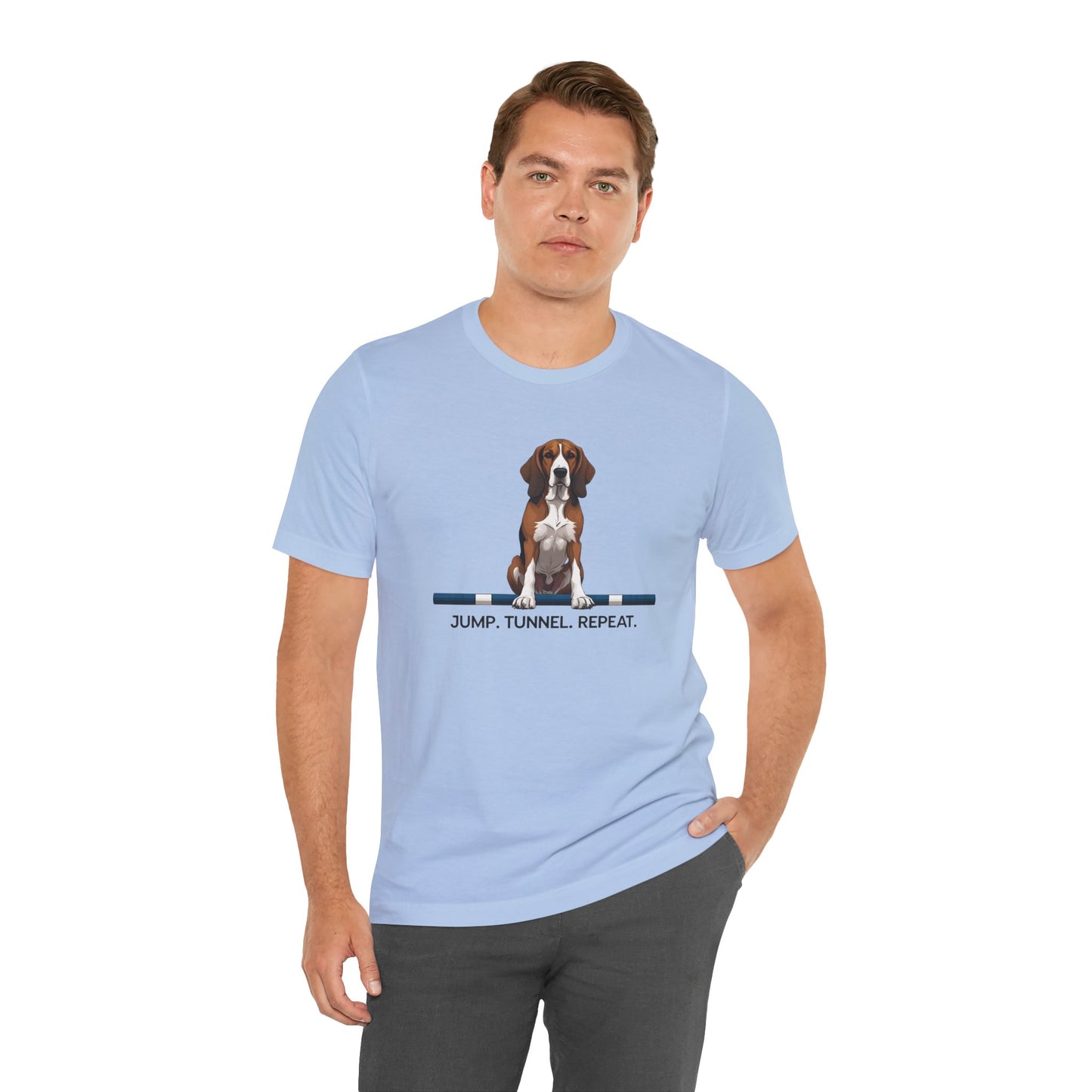 Dog Agility Tee, Fun Pet Lover Shirt, Jump Tunnel Repeat T-Shirt, Dog Enthusiast Apparel, Gift for Dog Owners