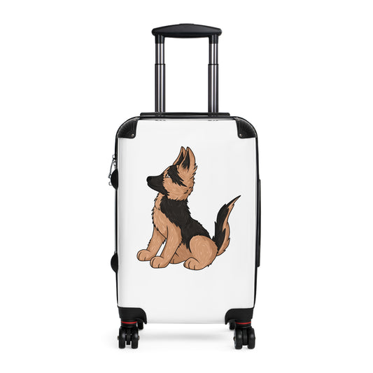 Personalized Dog Lover Suitcase - Featuring Cute German Shepherd Puppy Looking Upward