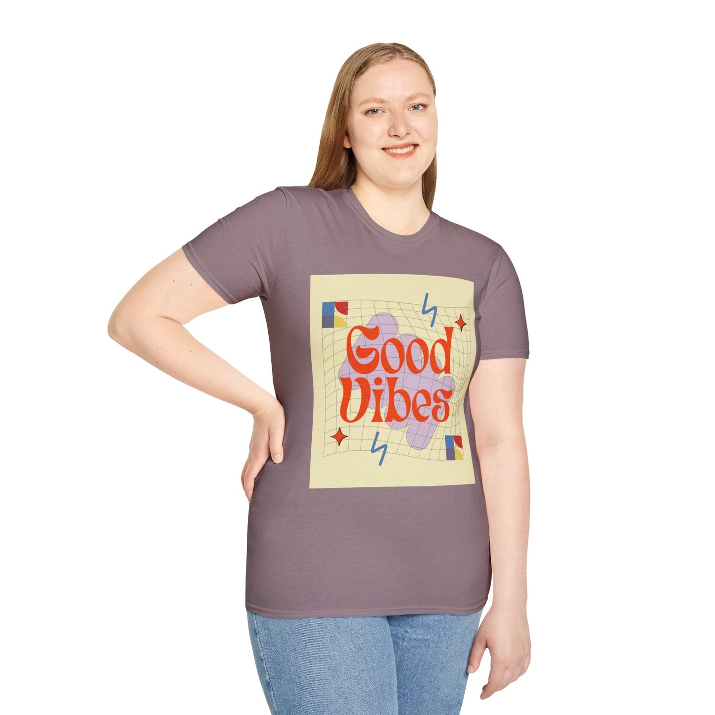 Good Vibes Unisex Softstyle T-Shirt, Relaxed Fit Tee, Casual Wear, Gift Idea, Positive Quotes, Everyday Comfort, Summer Fashion