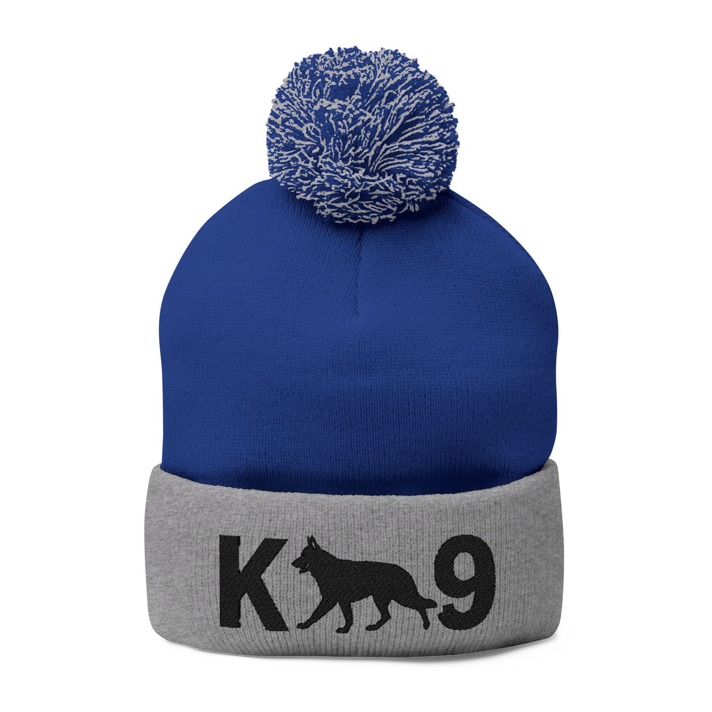 Embroidered K9 Pom-Pom Knit Cap - German Shepherd Design | Winter Beanie, Dog Lover Gift