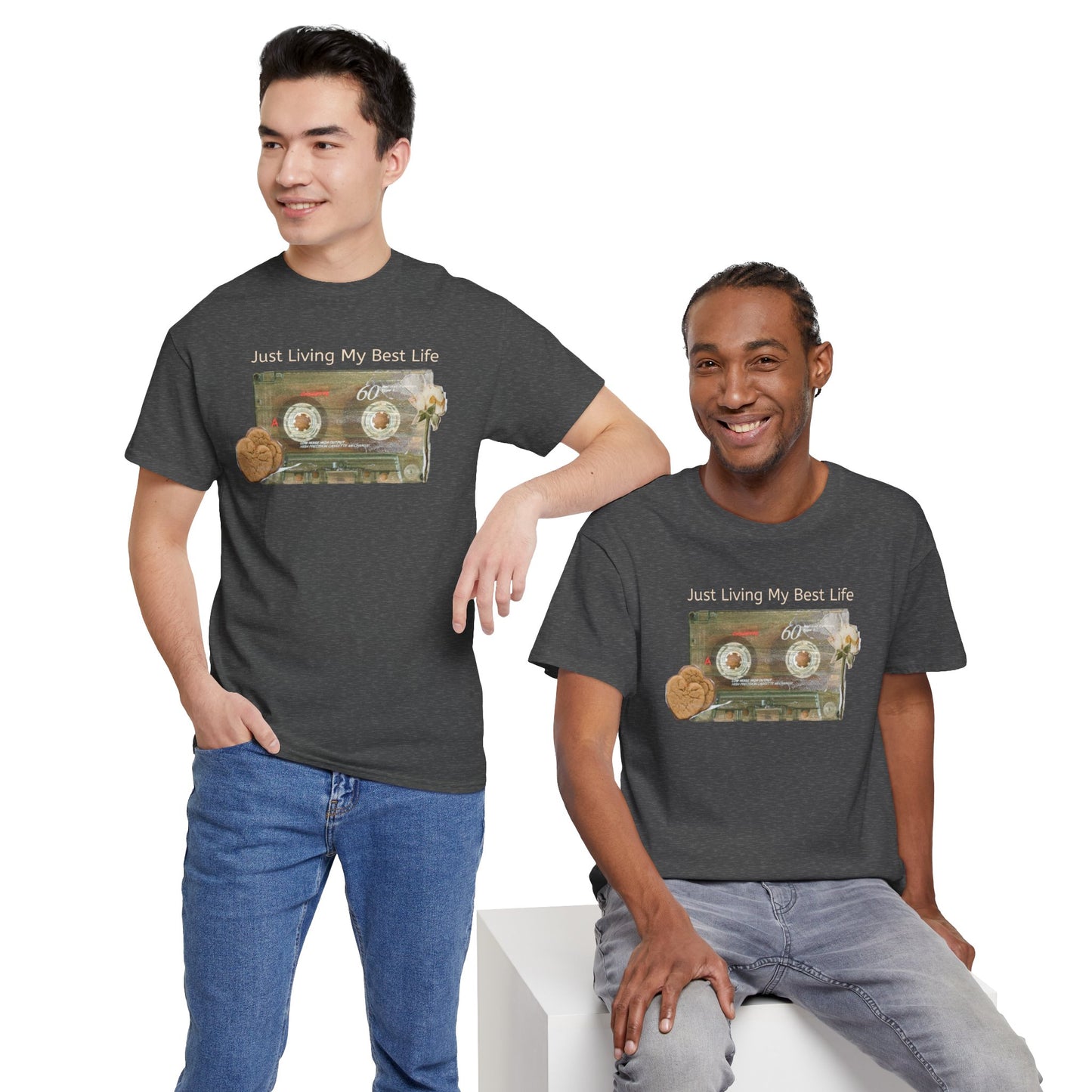 Just Living My Best Life Tee, Vintage Cassette T-Shirt, Casual Wear, Gift for Friends, Music Lover's Apparel