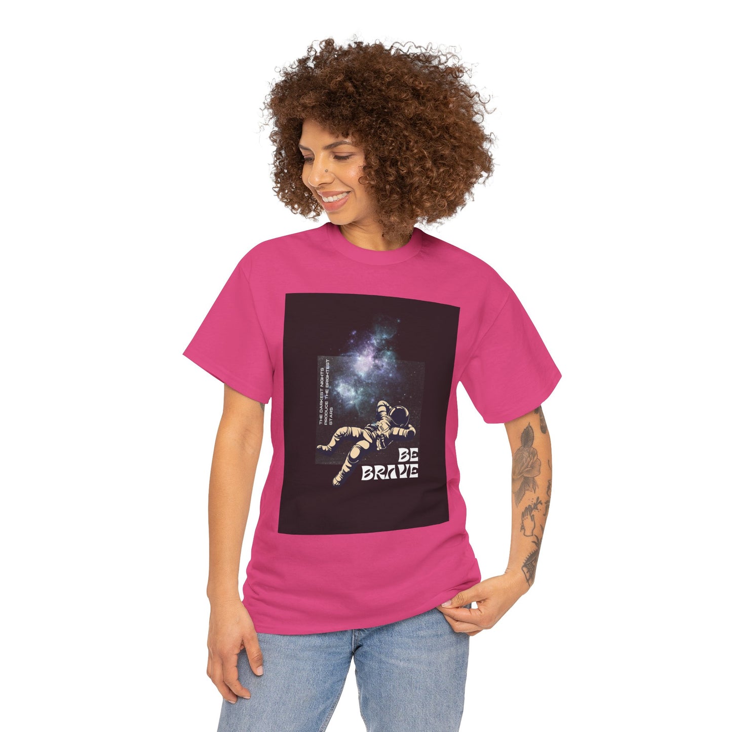 Be Brave Tee, Inspirational T-Shirt, Unisex Cotton Top, Space Graphic Shirt, Motivational Gift, Everyday Wear