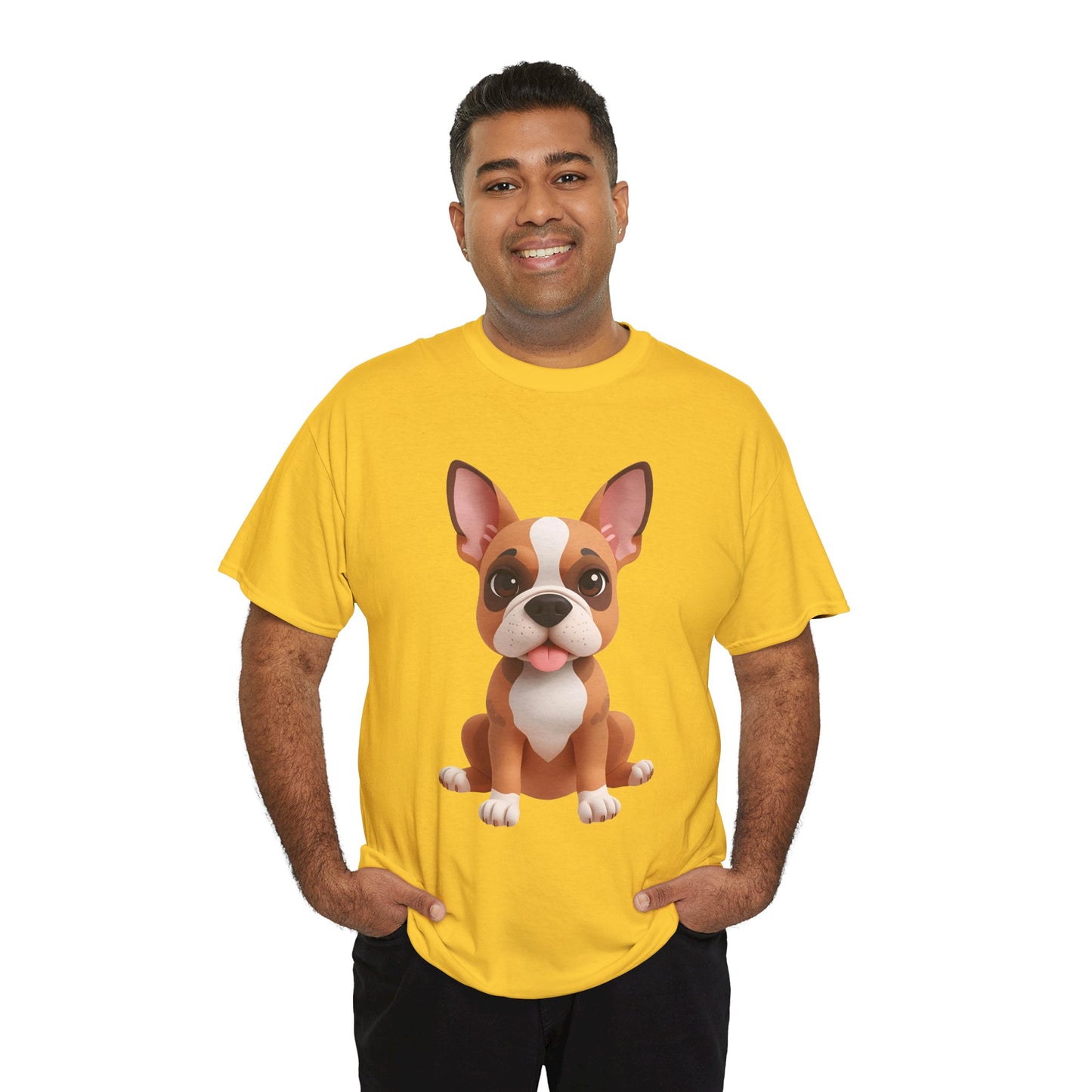Cute 3D French Bulldog T-Shirt Unisex Heavy Cotton Tee, Dog Lover Gift