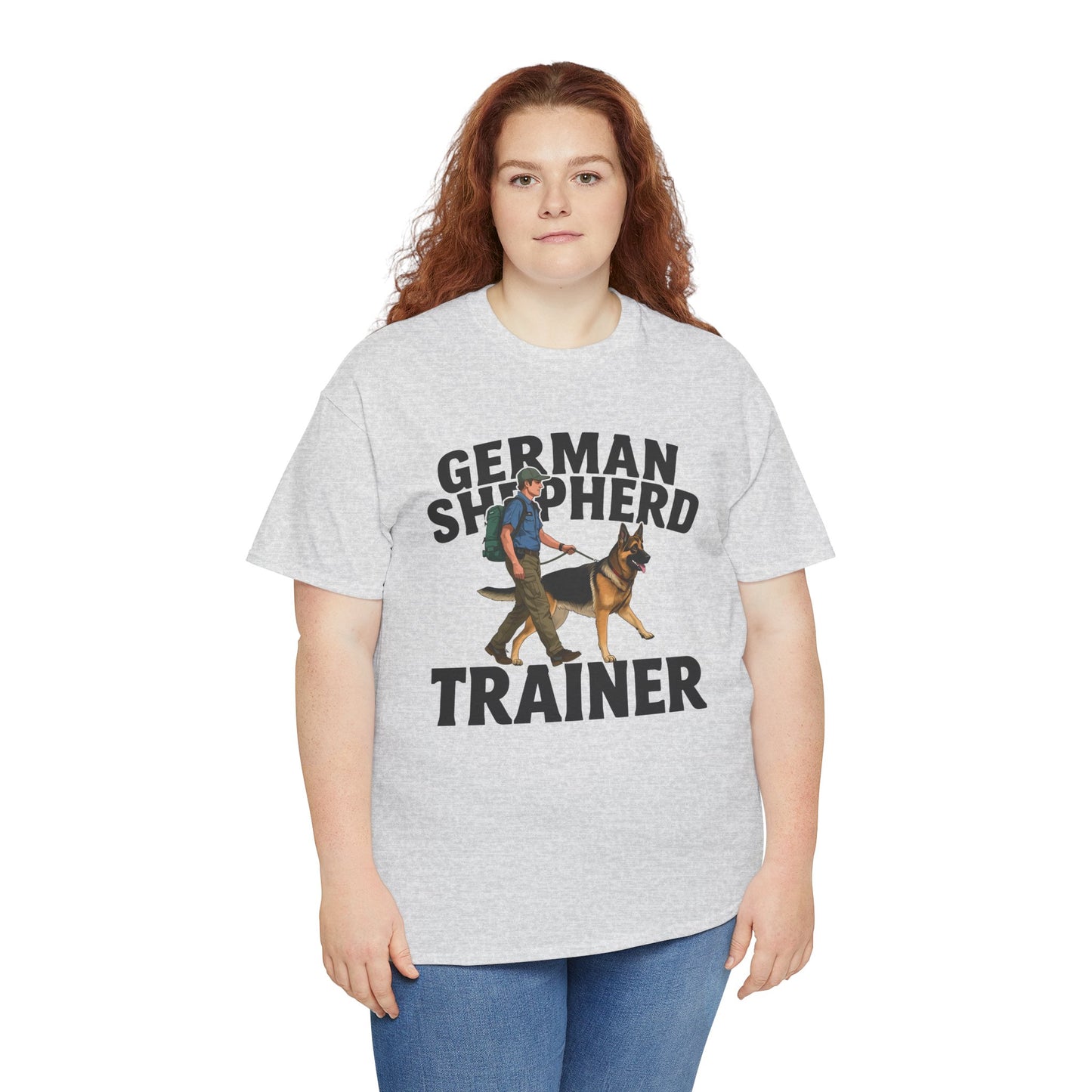 German Shepherd Trainer Tee - Man Holding a German Shepherd | Dog Lover Gift