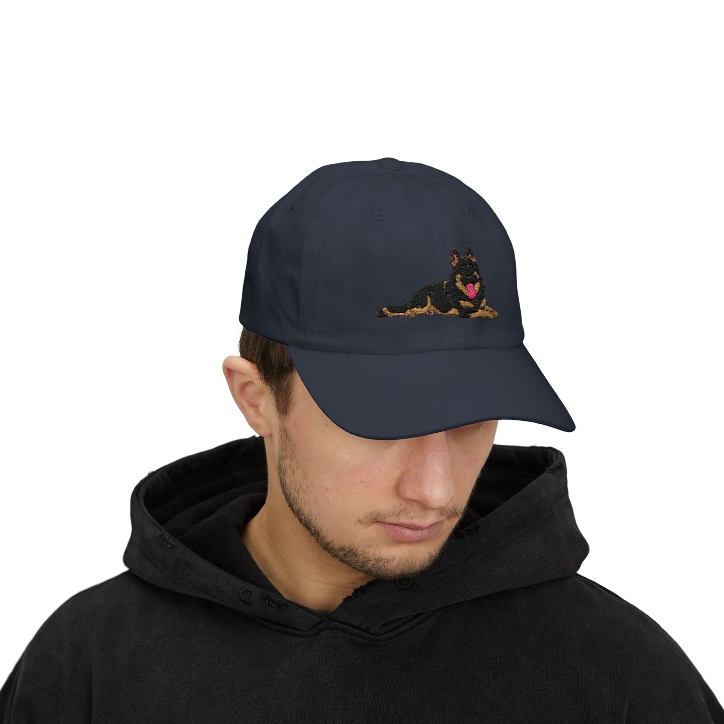Classic Dad Cap Featuring a Giant Old Fashioned Working Line German Shepherd Embroidered Design