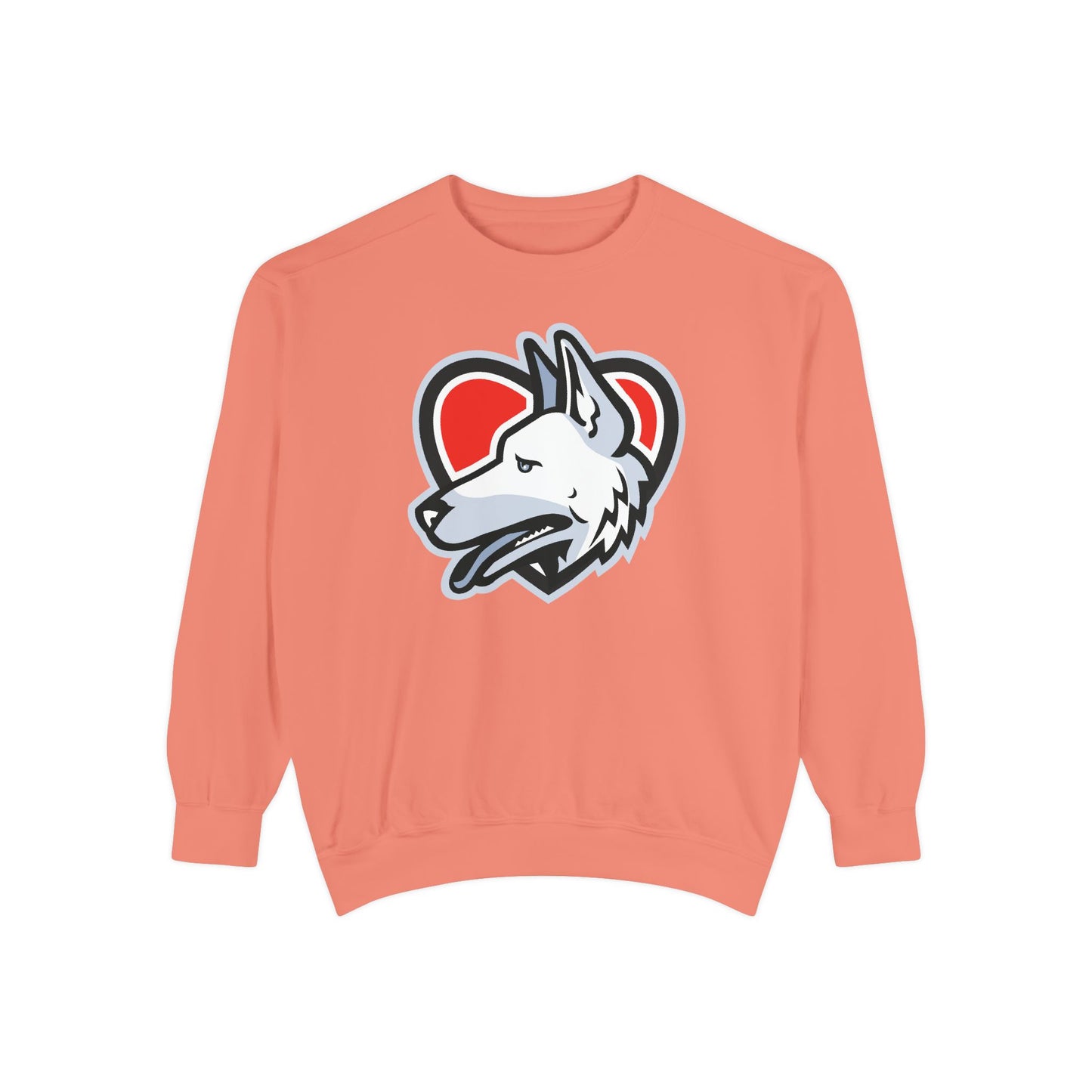 Unisex Dog Lover Sweatshirt With a Close Up Graphic of German Shepherd Placed Inside Red Heart