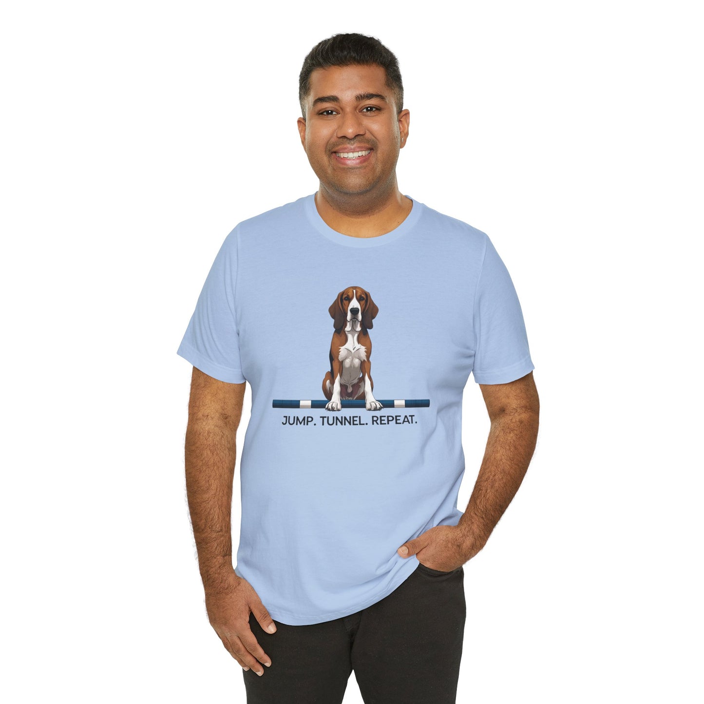 Dog Agility Tee, Fun Pet Lover Shirt, Jump Tunnel Repeat T-Shirt, Dog Enthusiast Apparel, Gift for Dog Owners
