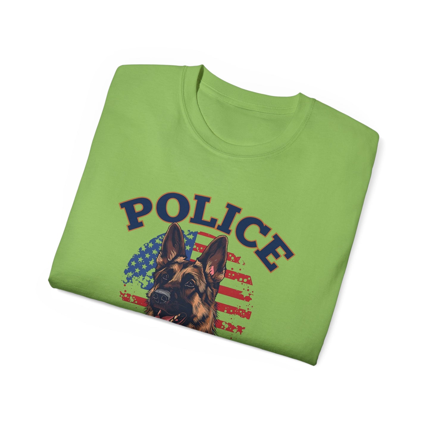 Patriotic Police K-9 Unit Tee for Dog Lovers, Unisex Cotton T-Shirt, Dog Handler Gift, Gifts for Law Enforcement
