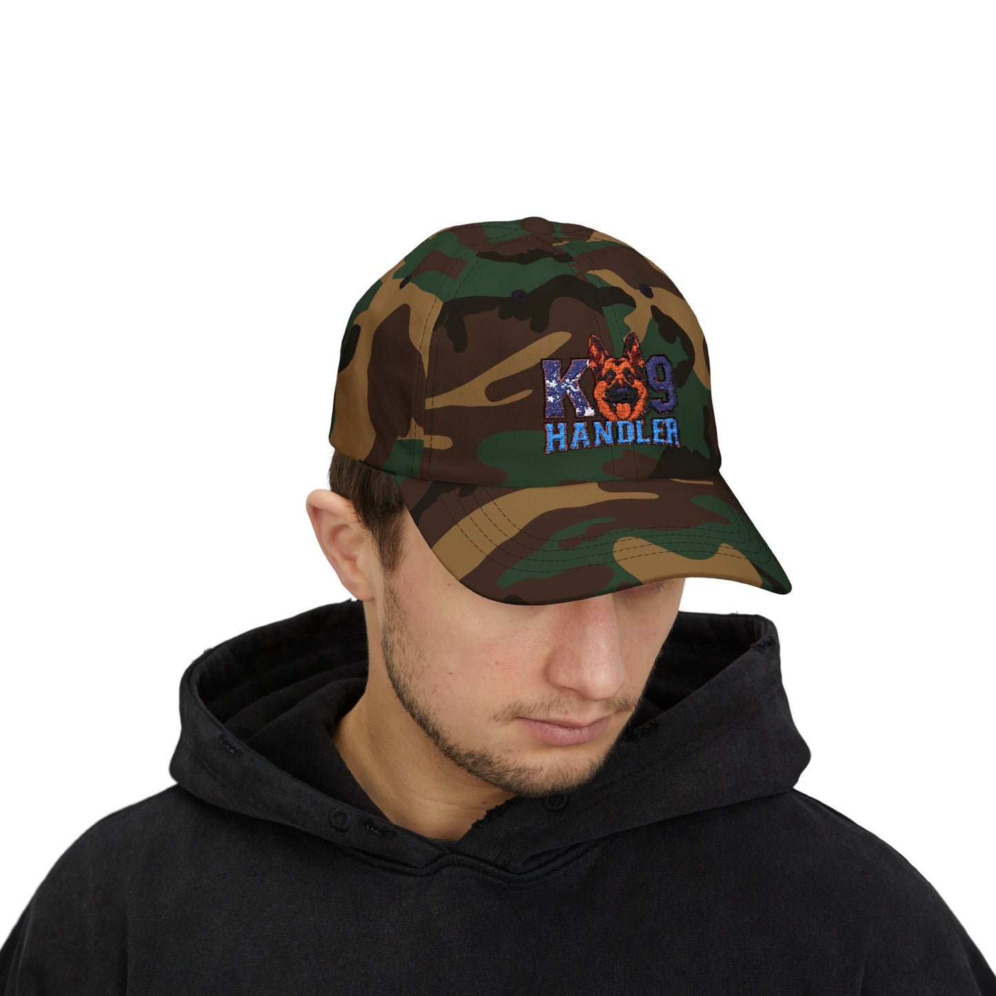 K9 Handler Classic Embroidered Dad Cap Featuring German Shepherd – Perfect Gift for Dog Lovers, Adjustable Hat for Outdoor Adventures