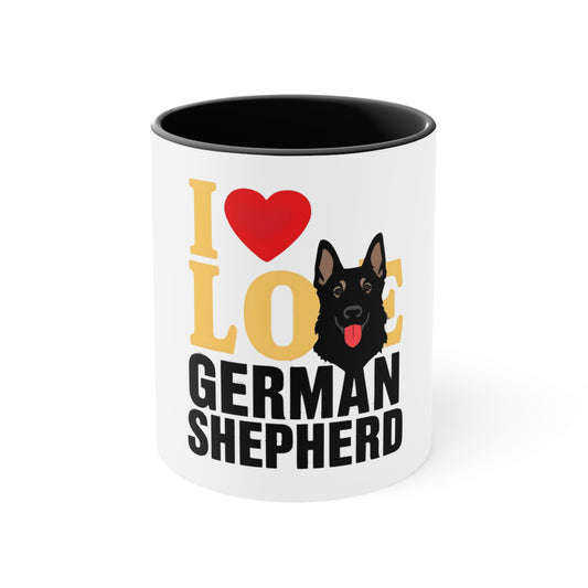 I Love German Shepherd Accent Mug | Dog Lover Gift, Pet Owner Coffee Cup, Unique Animal Mug, Best Friend Present, Birthday Gift