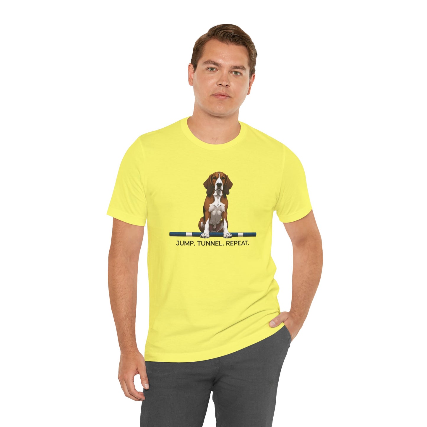 Dog Agility Tee, Fun Pet Lover Shirt, Jump Tunnel Repeat T-Shirt, Dog Enthusiast Apparel, Gift for Dog Owners