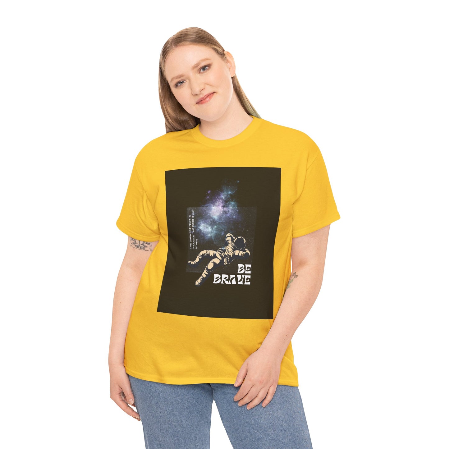 Be Brave Tee, Inspirational T-Shirt, Unisex Cotton Top, Space Graphic Shirt, Motivational Gift, Everyday Wear