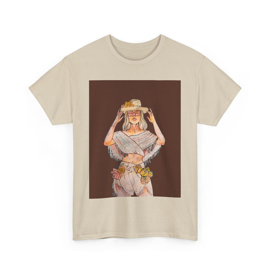 Bohemian Vibes Unisex Heavy Cotton Vintage Tee, Casual Wear, Summer Style Shirt, Gift for Her, Festival Outfit, Art-Inspired Apparel