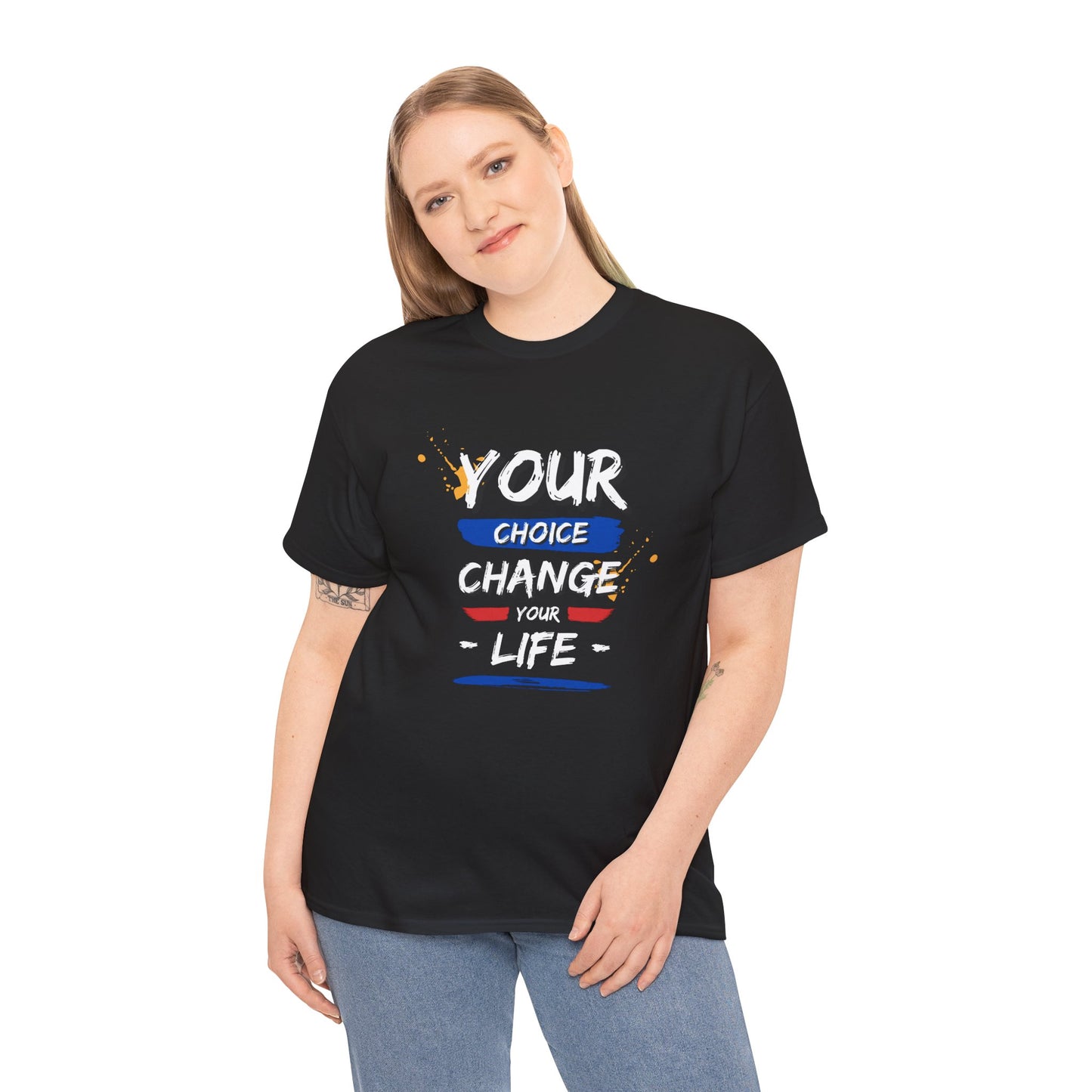 Inspirational Quote Unisex Heavy Cotton Tee - "Your Choice Change For Life", Motivational Shirt, Casual Wear, Gift Idea, Everyday Comfort
