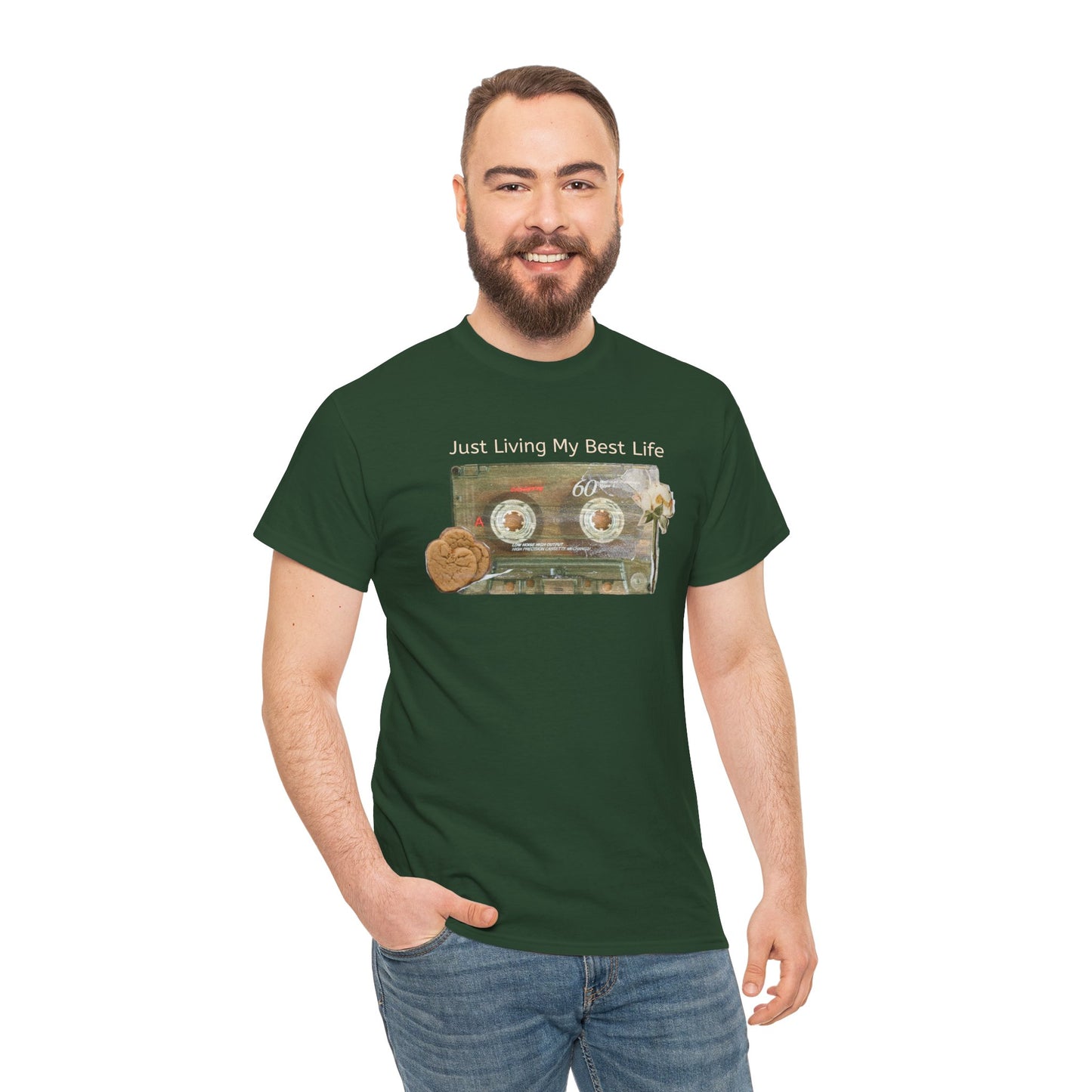 Just Living My Best Life Tee, Vintage Cassette T-Shirt, Casual Wear, Gift for Friends, Music Lover's Apparel