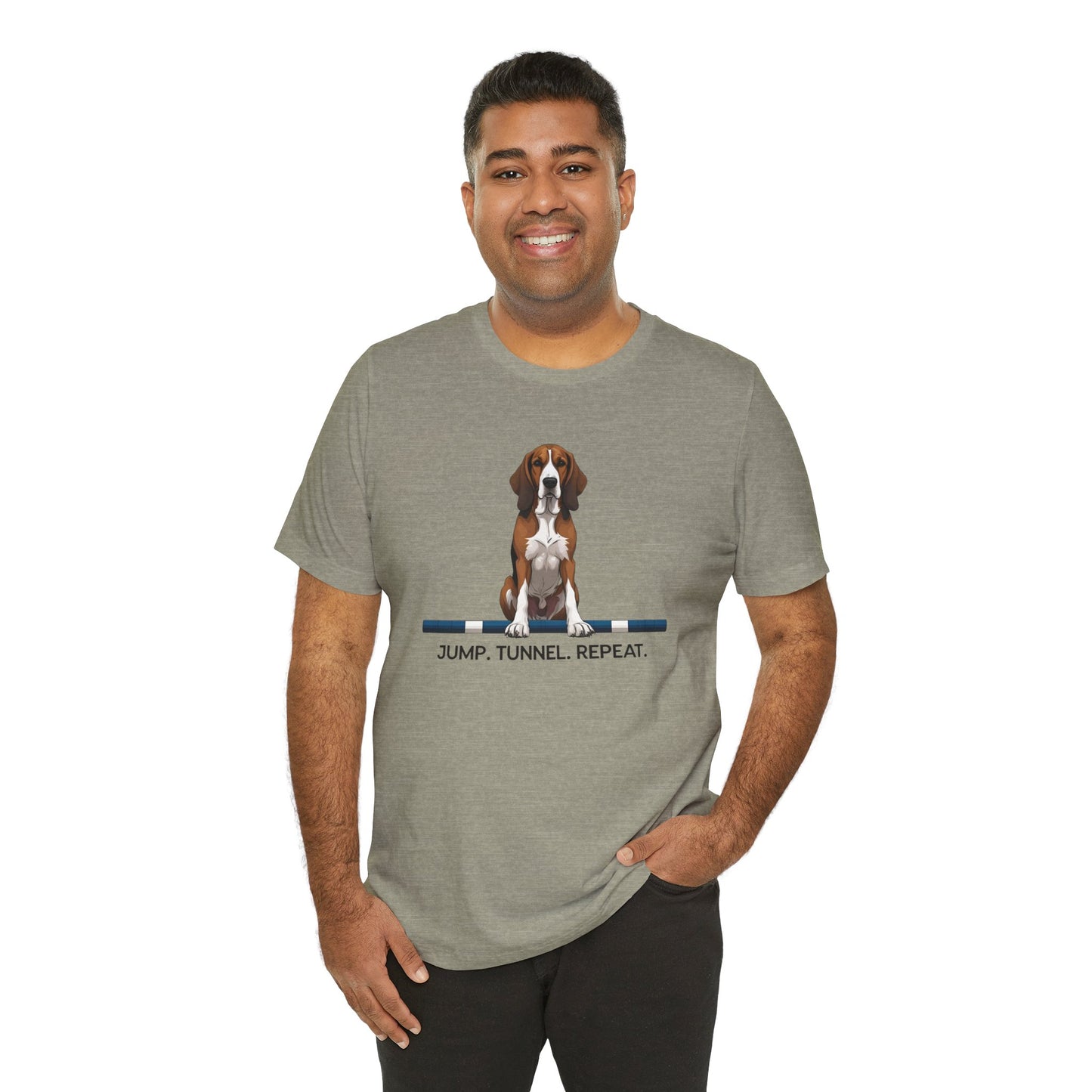 Dog Agility Tee, Fun Pet Lover Shirt, Jump Tunnel Repeat T-Shirt, Dog Enthusiast Apparel, Gift for Dog Owners