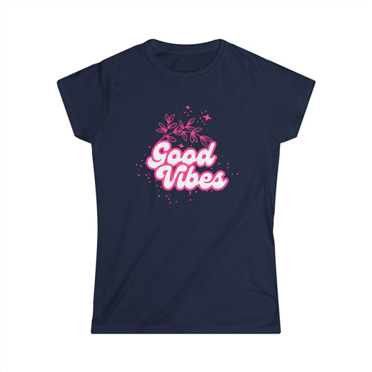 Good Vibes Women's Softstyle Tee - Casual Wear, Summer Fun, Gift for Her, Positive Energy, Stylish Top