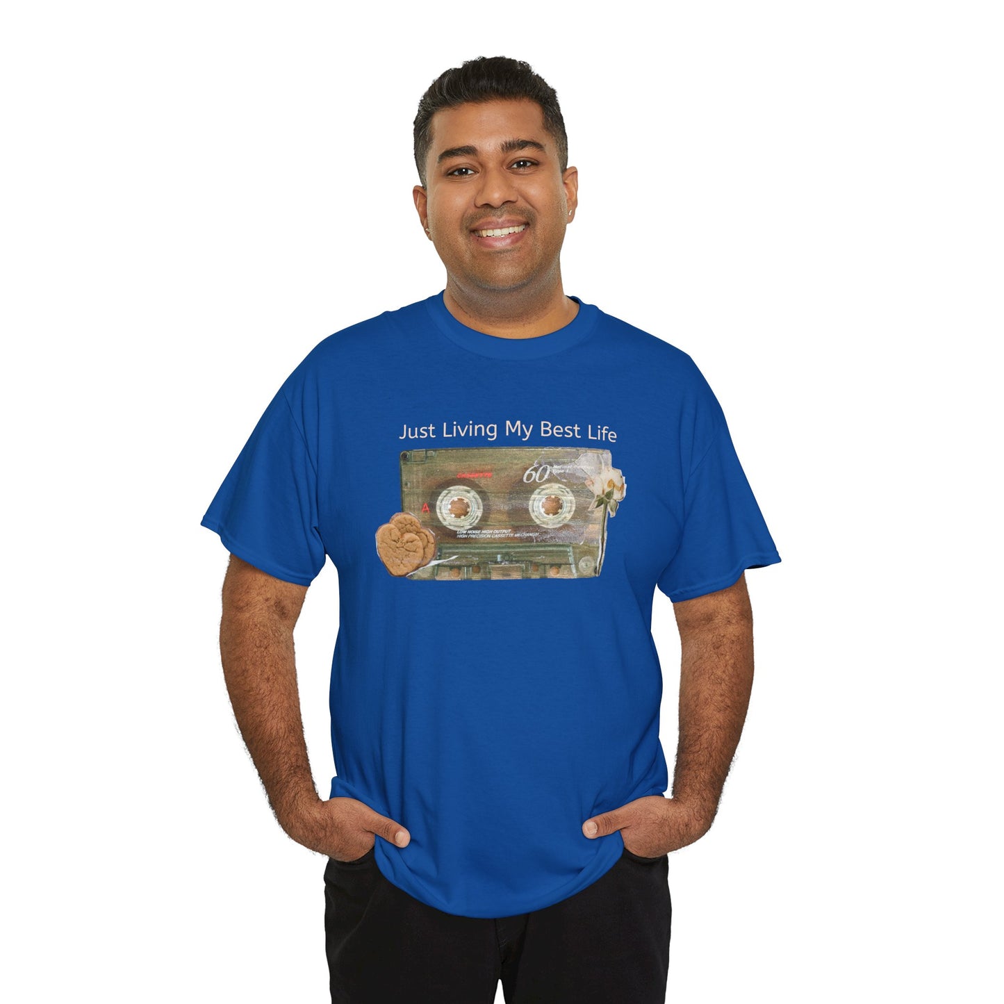 Just Living My Best Life Tee, Vintage Cassette T-Shirt, Casual Wear, Gift for Friends, Music Lover's Apparel