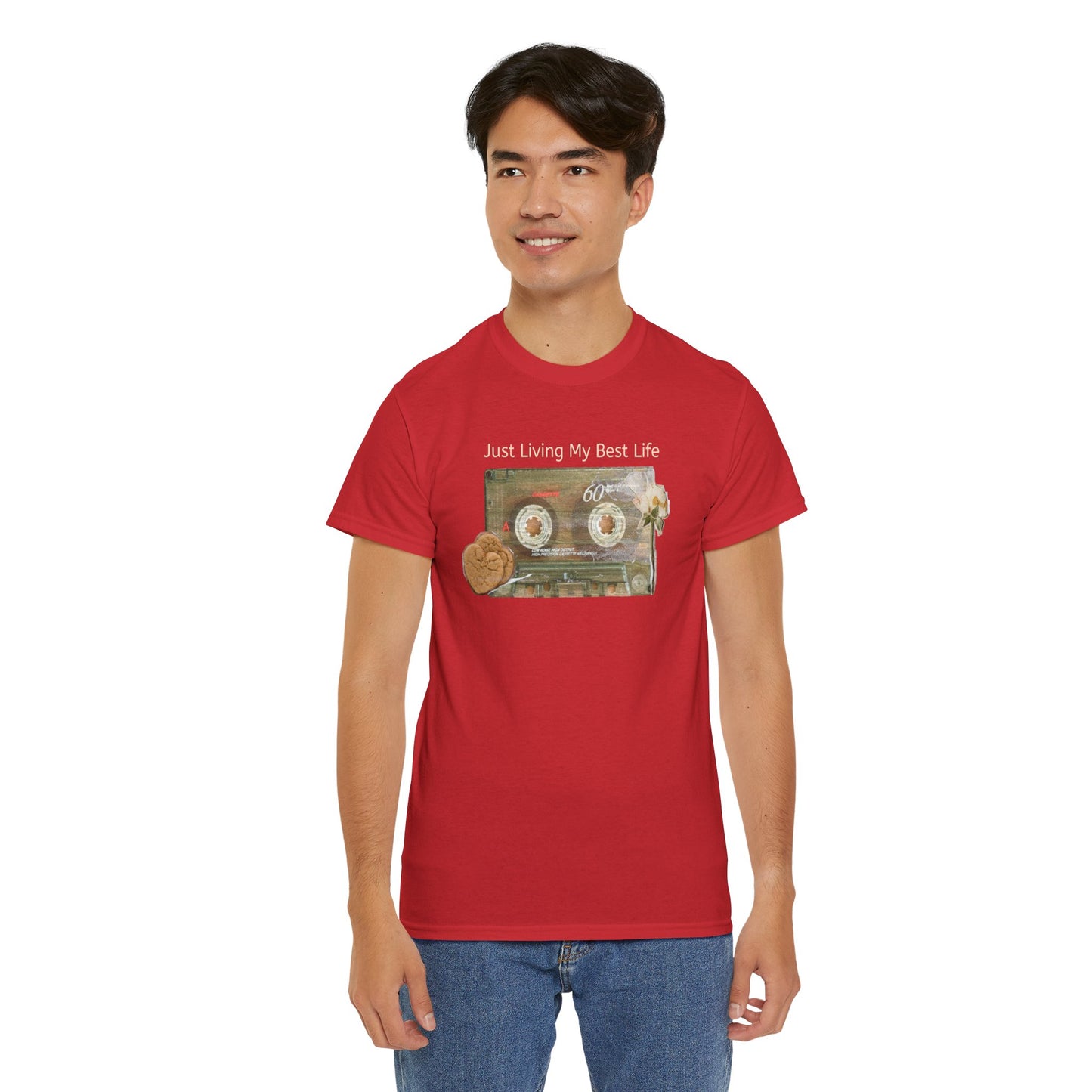 Just Living My Best Life Tee, Vintage Cassette T-Shirt, Casual Wear, Gift for Friends, Music Lover's Apparel