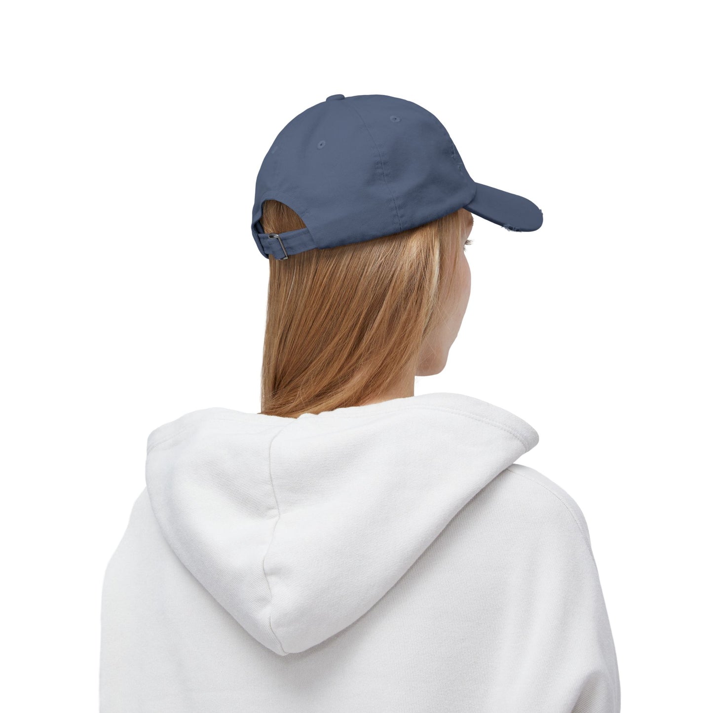 Unisex Distressed Cap Featuring a Trainer Leading German Shepherd, Dog Trainer Gift