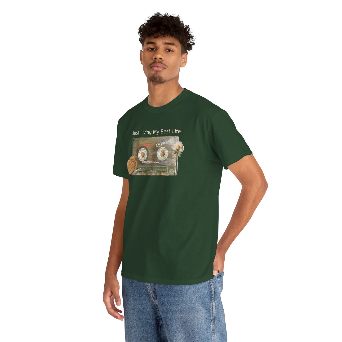 Just Living My Best Life Tee, Vintage Cassette T-Shirt, Casual Wear, Gift for Friends, Music Lover's Apparel
