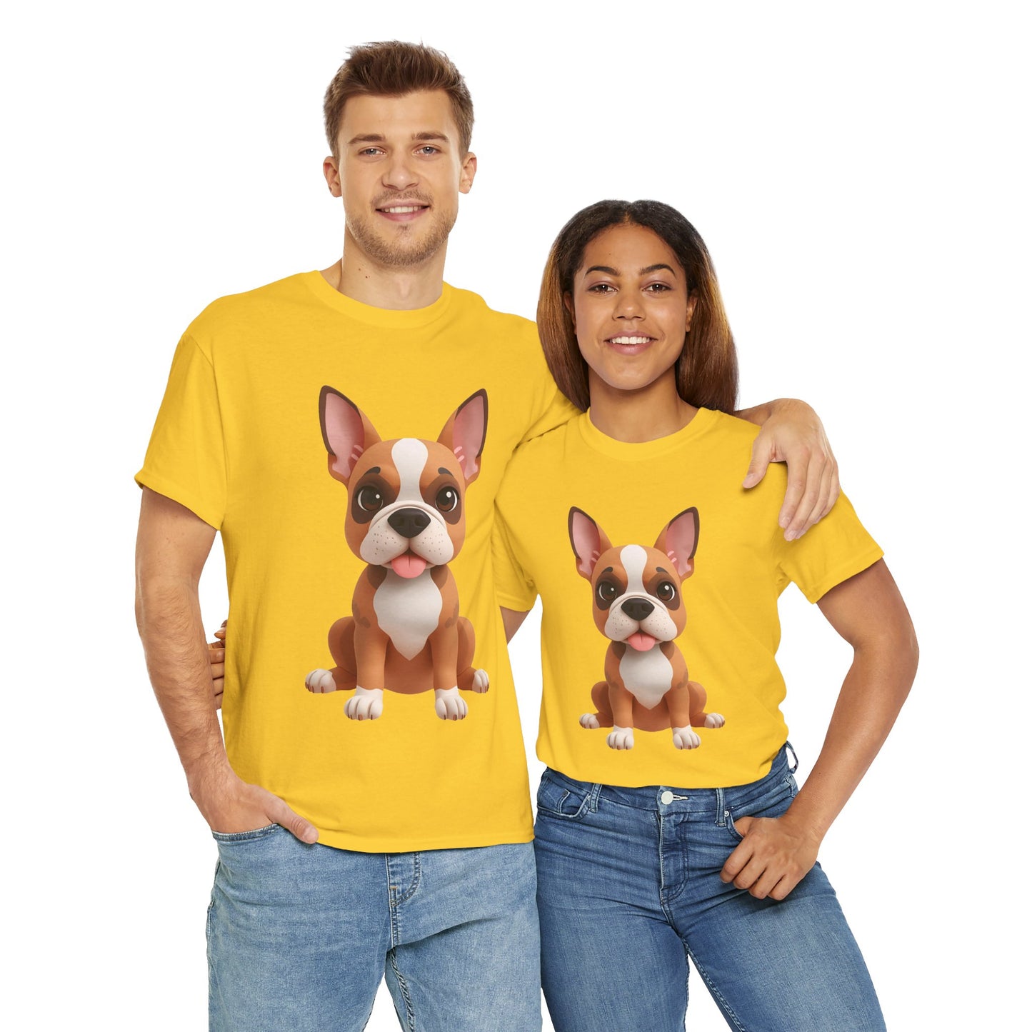 Cute 3D French Bulldog T-Shirt Unisex Heavy Cotton Tee, Dog Lover Gift
