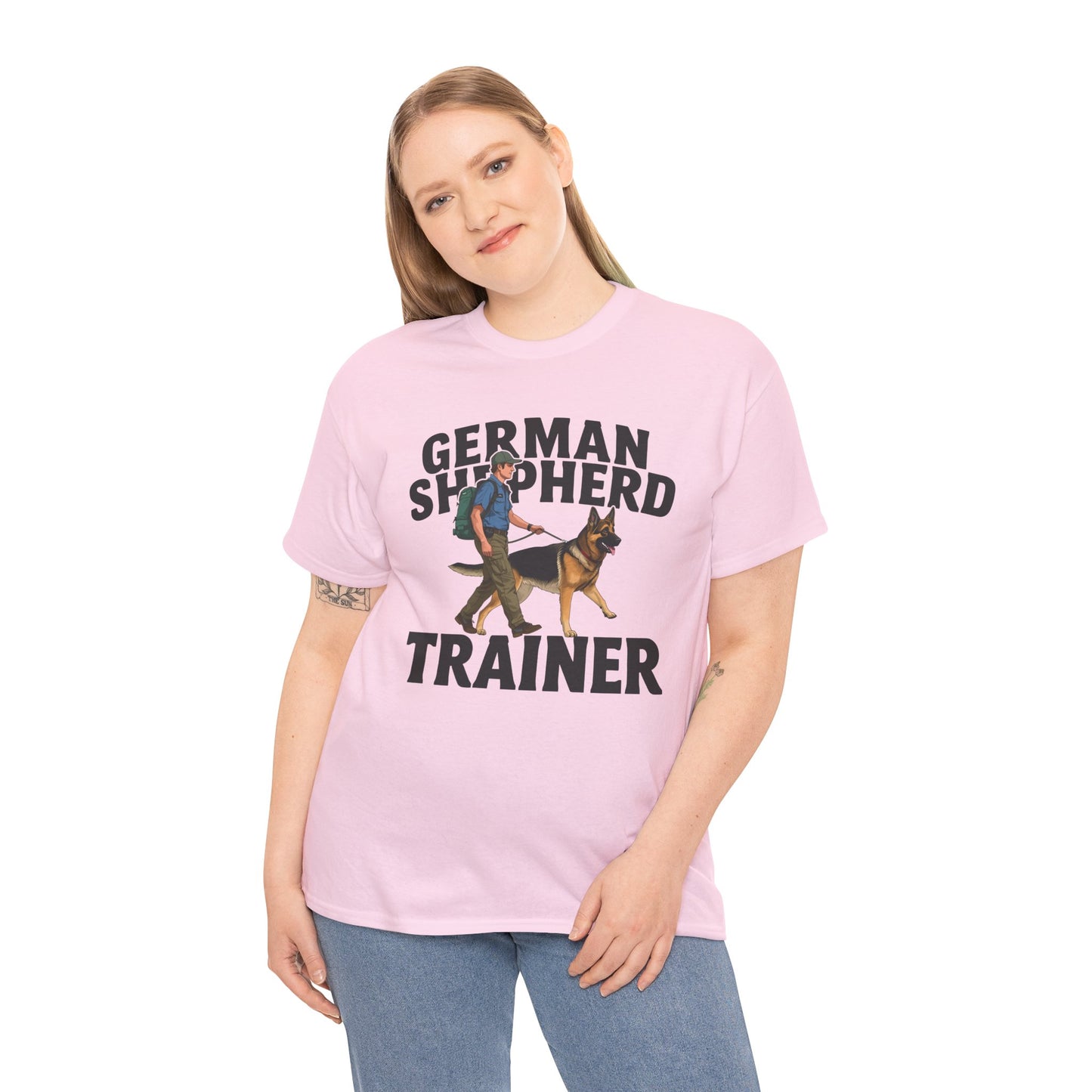 German Shepherd Trainer Tee - Man Holding a German Shepherd | Dog Lover Gift