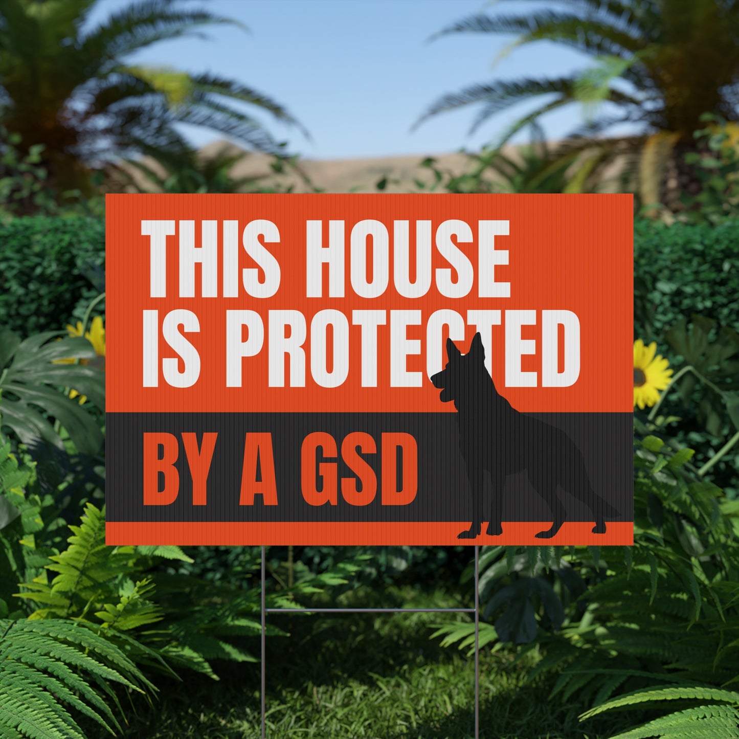 German Shepherd Yard Sign - "This House is Protected by a GSD" - Security Decor for Dog Lovers