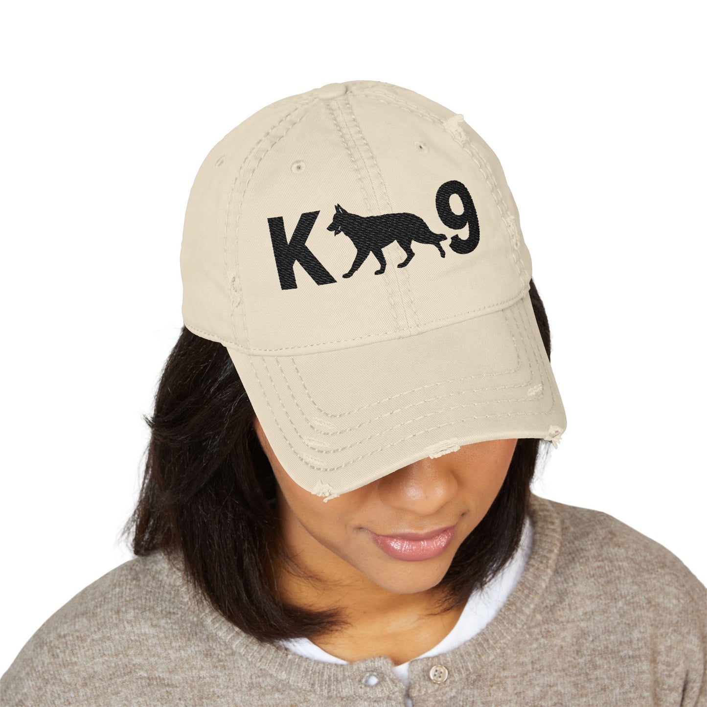 Embroidered K9 Distressed Dad Hat, Vintage Baseball Cap, Casual Summer Accessory