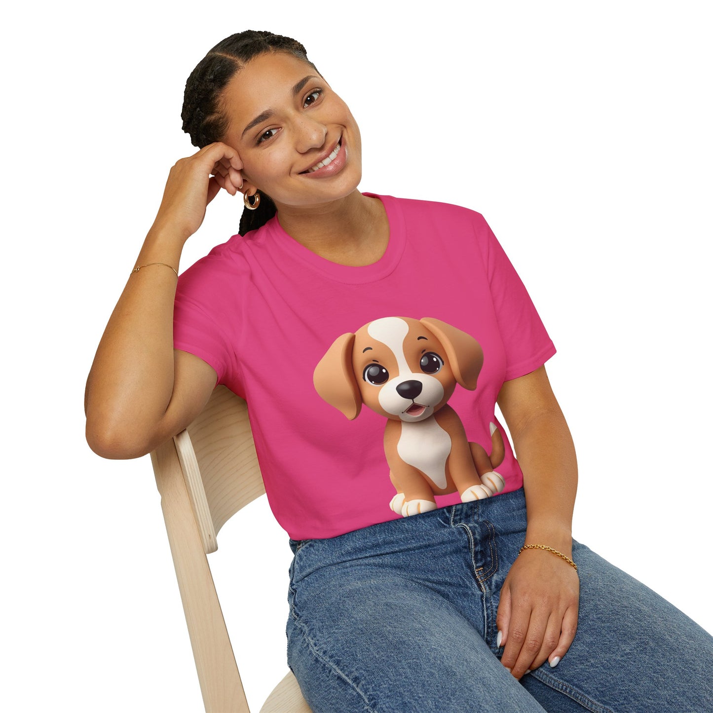 Adorable Puppy 3D Graphic T-Shirt for Dog Lovers, Cute Pet Shirt