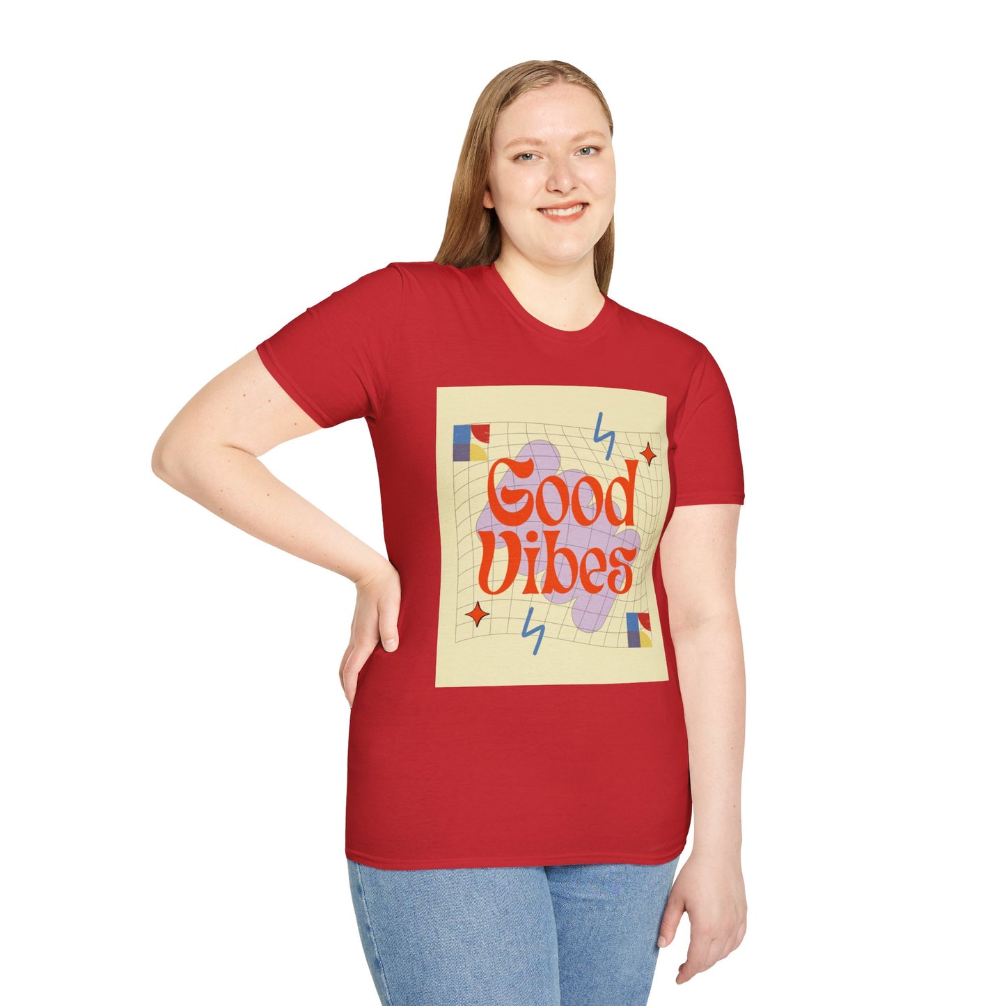 Good Vibes Unisex Softstyle T-Shirt, Relaxed Fit Tee, Casual Wear, Gift Idea, Positive Quotes, Everyday Comfort, Summer Fashion