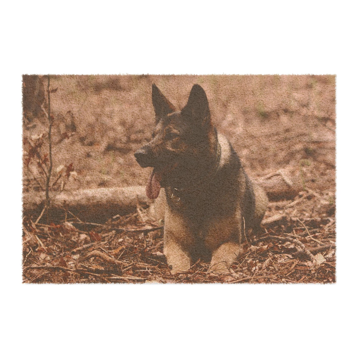 Outdoor Dog Lover Doormat Featuring a Working Line German Shepherd Resting on the Ground