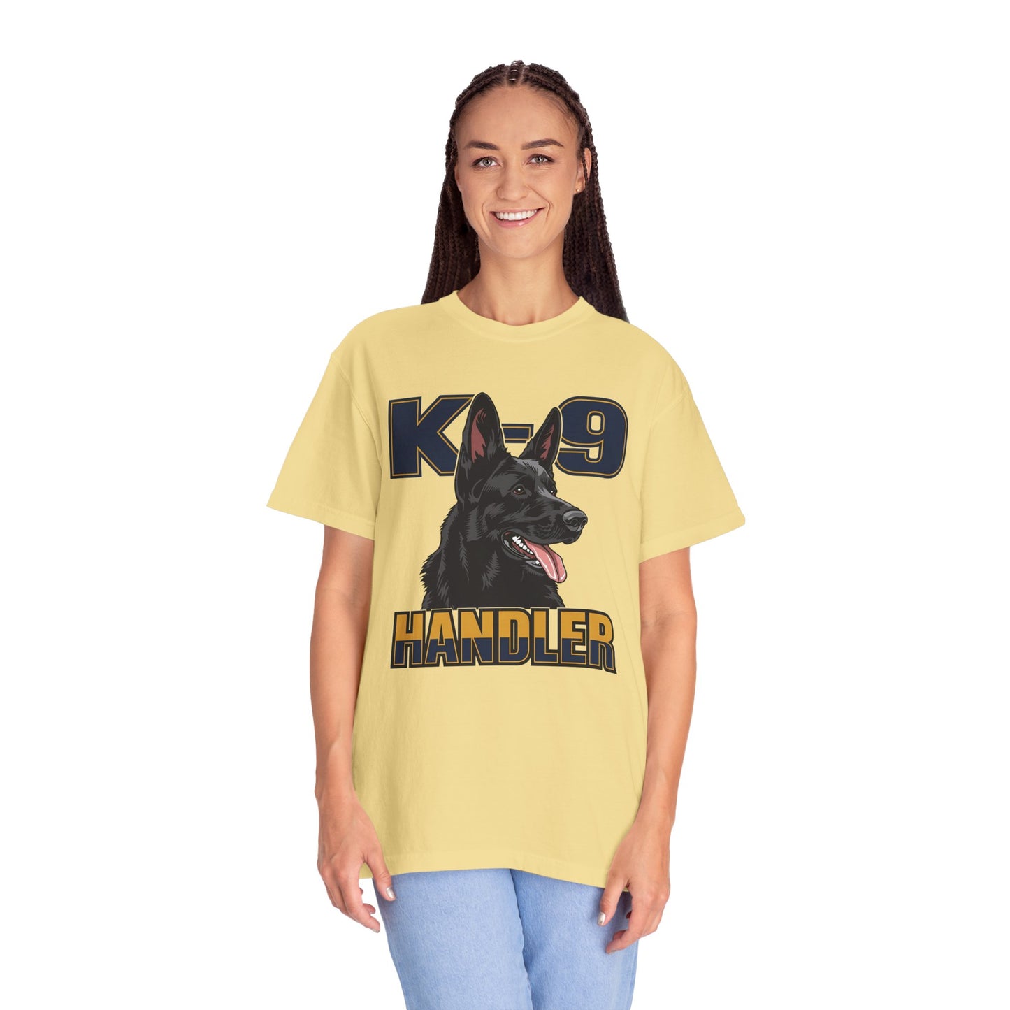 Black German Shepherd K-9 Handler T-Shirt, Garment-Dyed Unisex Tee for Dog Lovers
