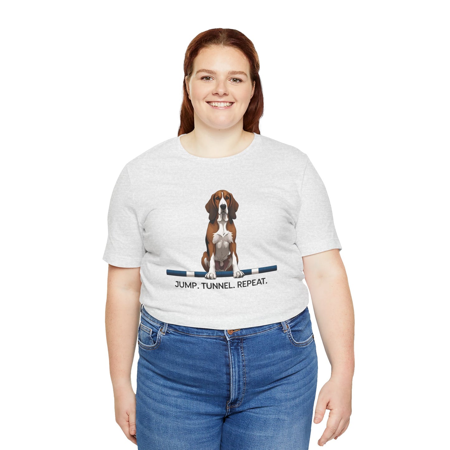 Dog Agility Tee, Fun Pet Lover Shirt, Jump Tunnel Repeat T-Shirt, Dog Enthusiast Apparel, Gift for Dog Owners