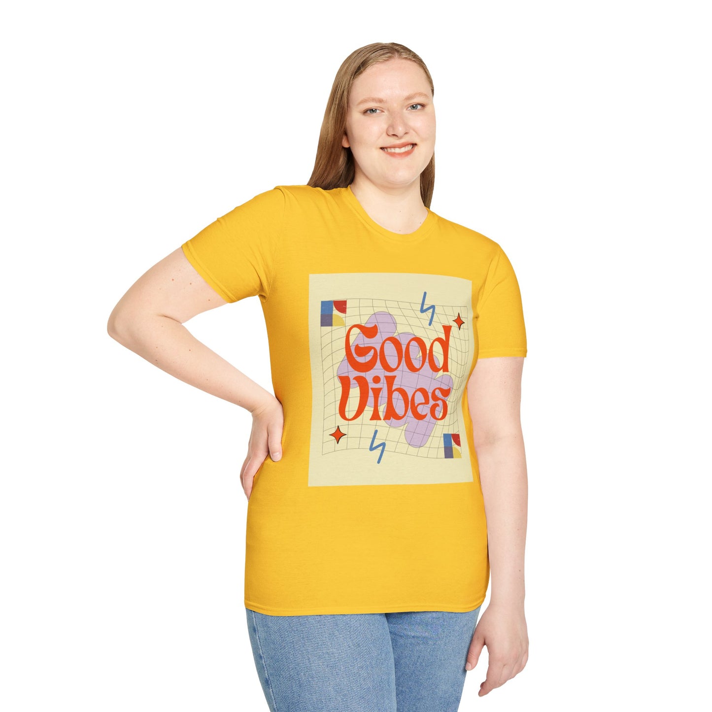 Good Vibes Unisex Softstyle T-Shirt, Relaxed Fit Tee, Casual Wear, Gift Idea, Positive Quotes, Everyday Comfort, Summer Fashion