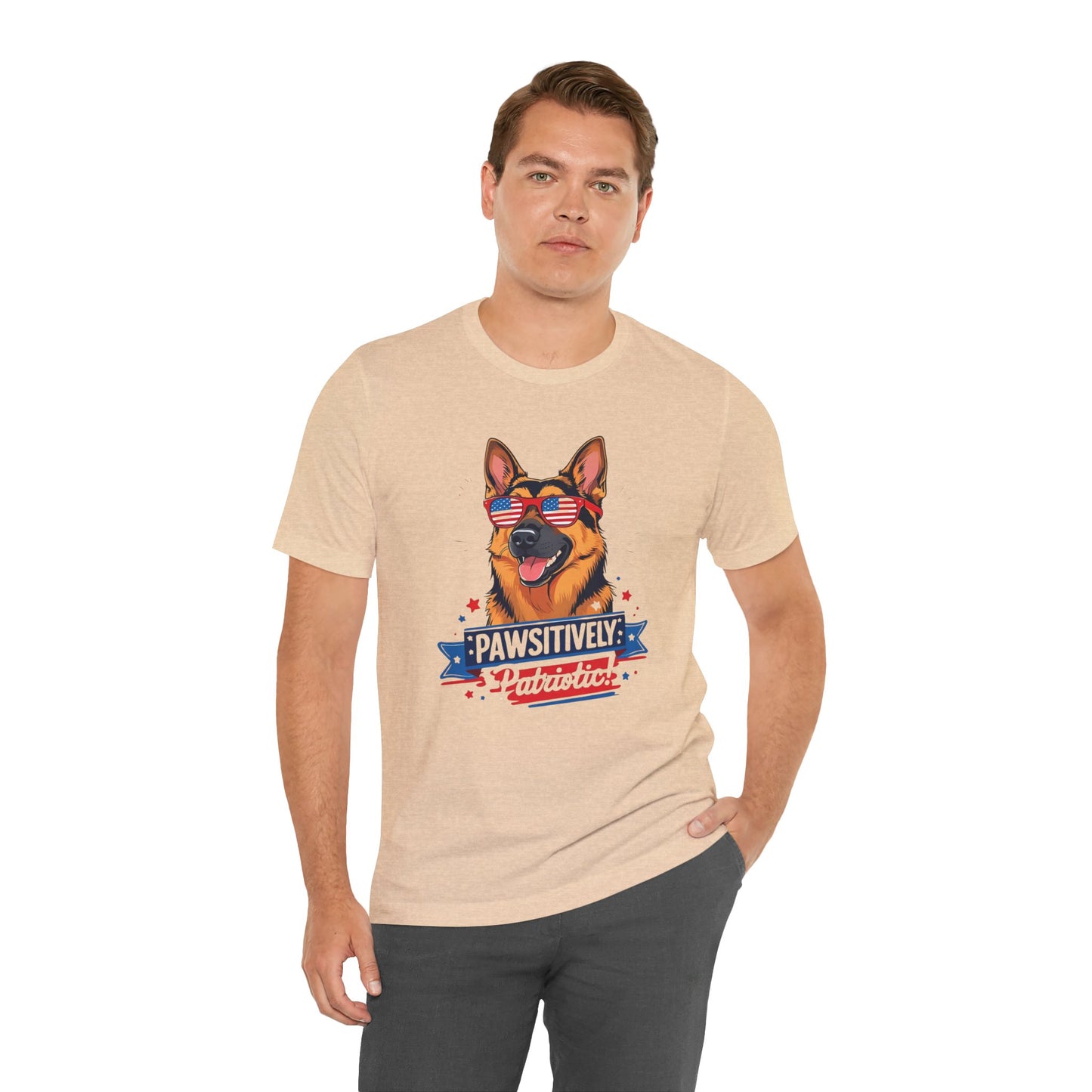 Pawsitively Patriotic German Shepherd Dog Tee, Unisex T-Shirt, Perfect for Summer Celebrations, Pet Lovers Gift, 4th of July Apparel