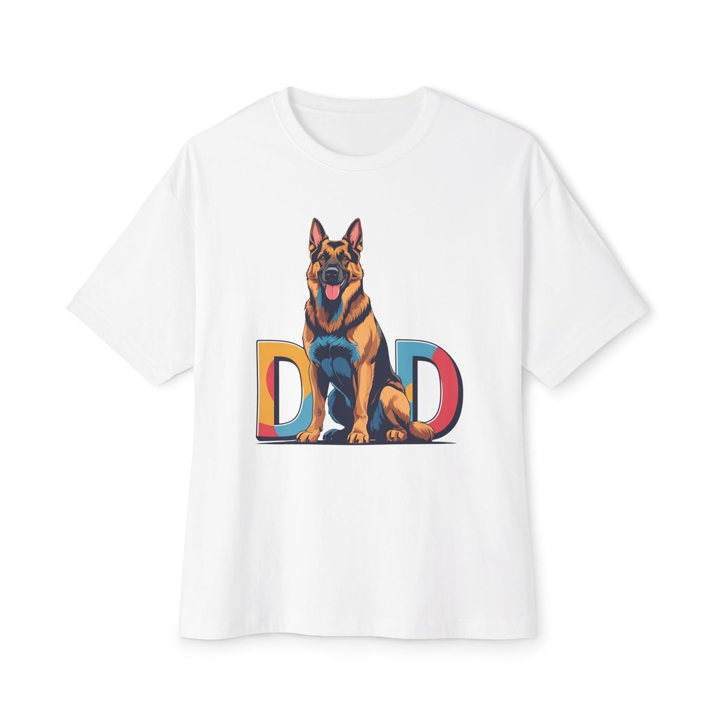 German Shepherd Dad Unisex Oversized Boxy Tee, Dog Lover Gift, Pet Portrait Shirt, Casual Streetwear, Animal Lover Apparel