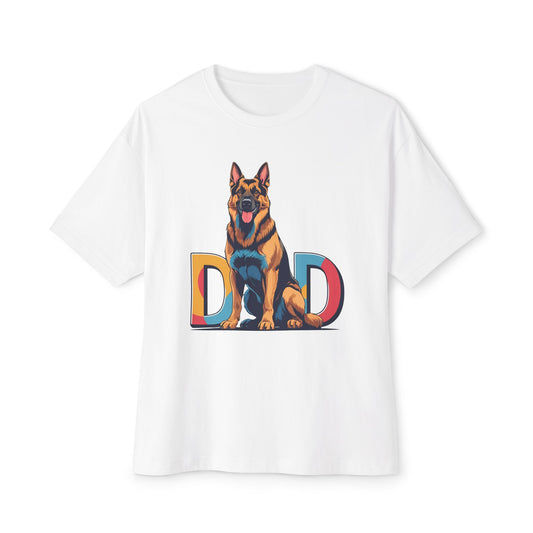 German Shepherd Dad Unisex Oversized Boxy Tee, Dog Lover Gift, Pet Portrait Shirt, Casual Streetwear, Animal Lover Apparel