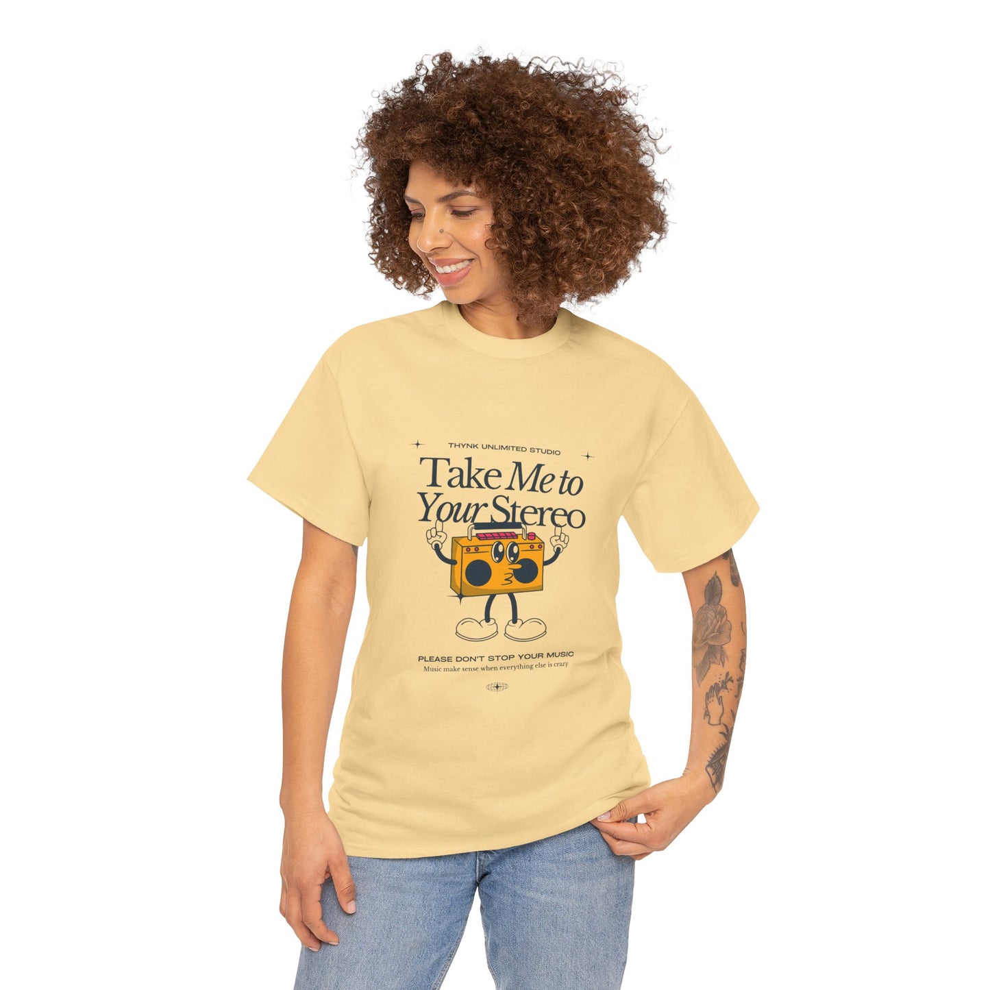 Retro Music Lover Tee - Take Me To Your Stereo, Vintage Style Shirt, Graphic T-Shirt, Unisex Cotton Top, Perfect Gift for Musicians, Summer Outfit