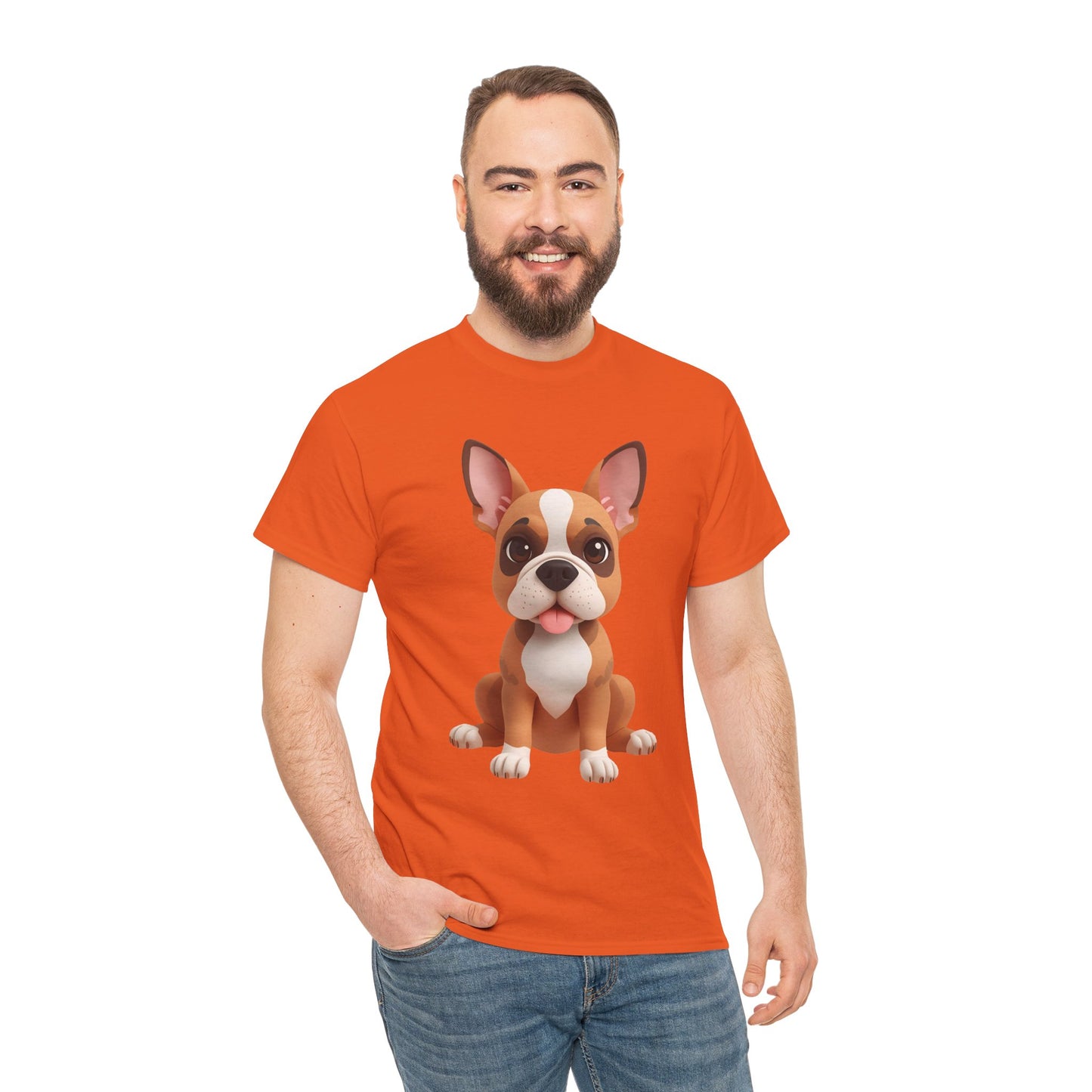 Cute 3D French Bulldog T-Shirt Unisex Heavy Cotton Tee, Dog Lover Gift