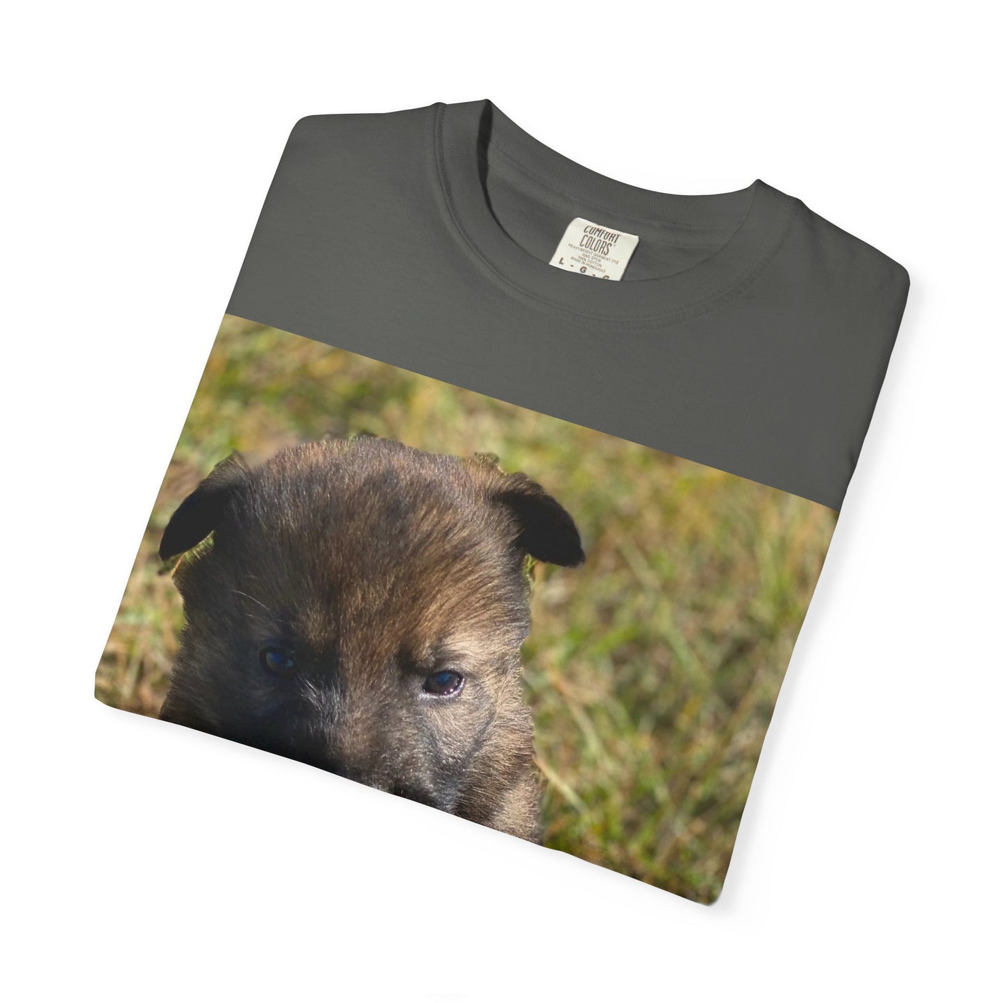 Unisex Dog Lover T-Shirt Featuring a German Shepherd Puppy and Caption Cuteness Level Off The Charts