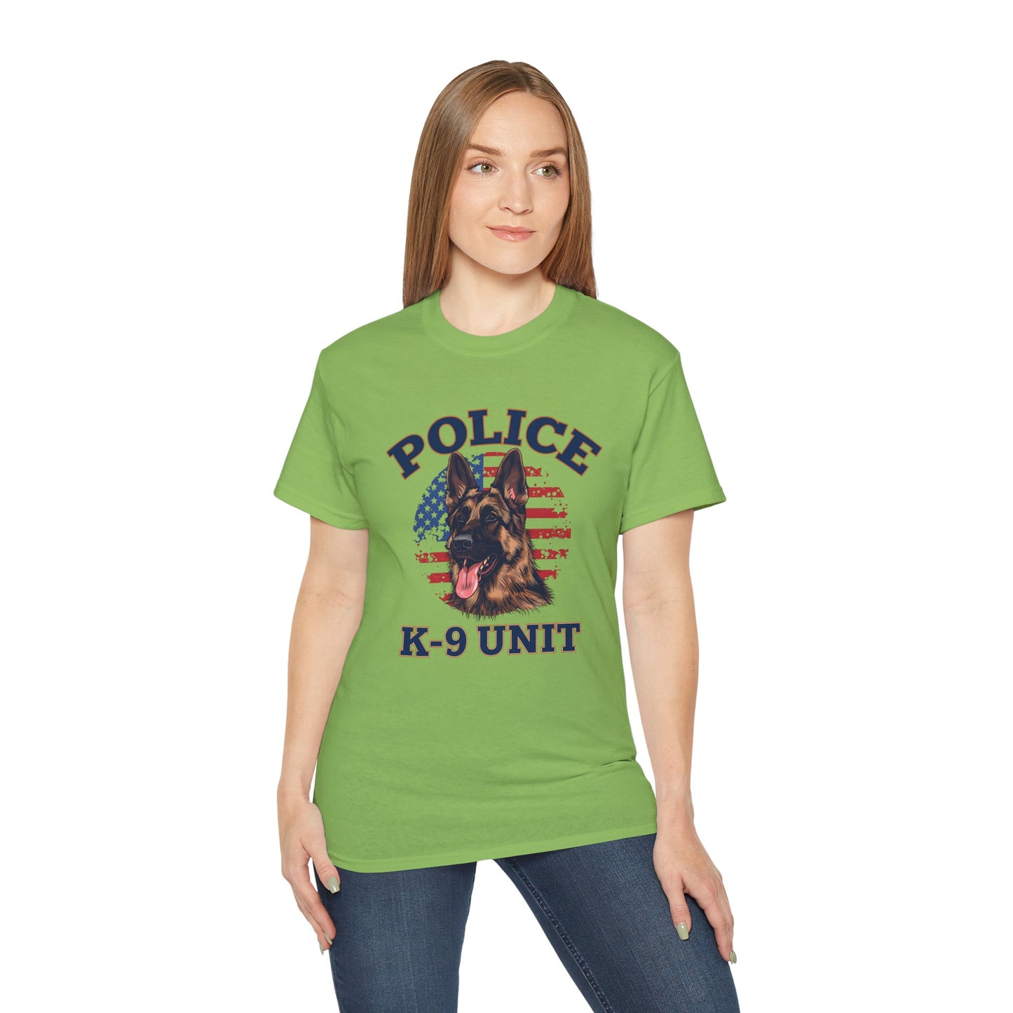 Patriotic Police K-9 Unit Tee for Dog Lovers, Unisex Cotton T-Shirt, Dog Handler Gift, Gifts for Law Enforcement