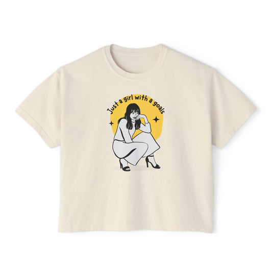 Just a Girl With Goals Women's Boxy Tee, Casual Graphic Shirt, Cute Trendy Top, Motivational Tee, Gift for Her, Everyday Wear