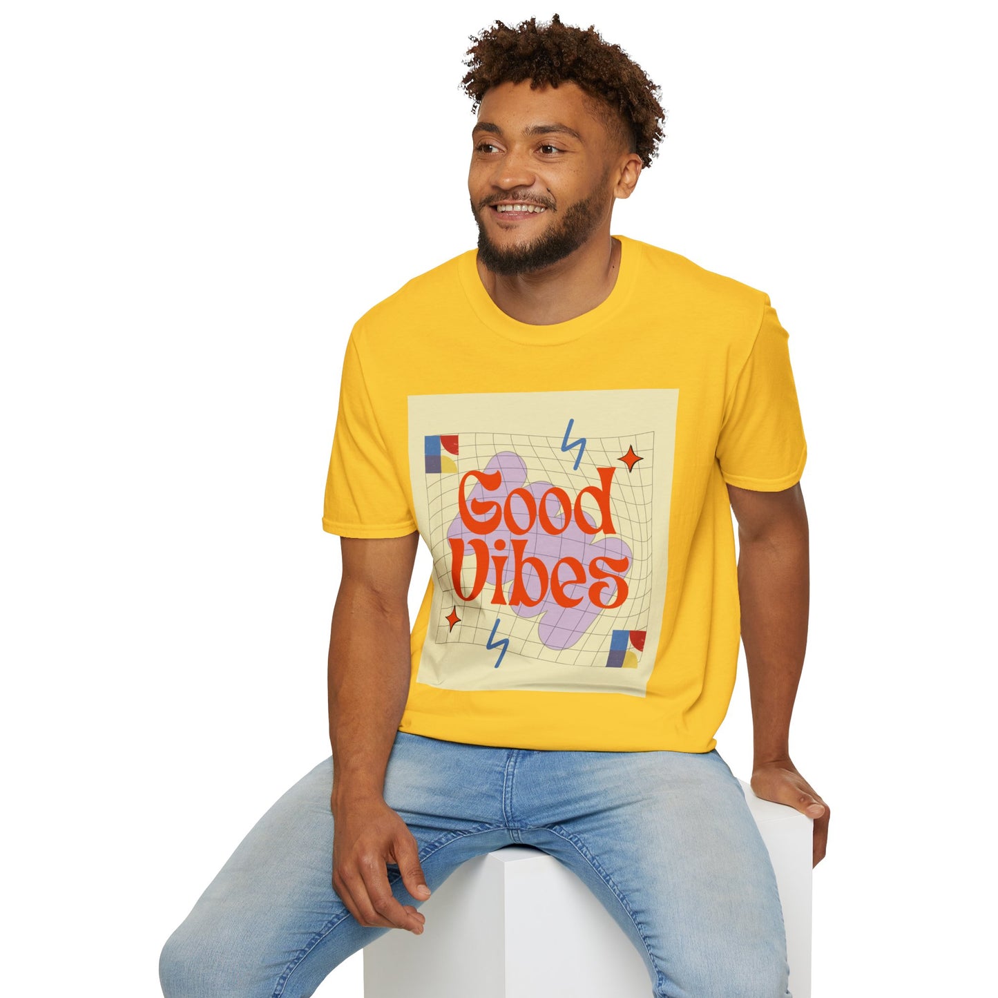 Good Vibes Unisex Softstyle T-Shirt, Relaxed Fit Tee, Casual Wear, Gift Idea, Positive Quotes, Everyday Comfort, Summer Fashion