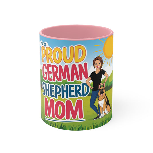 Proud German Shepherd Accent Mom Mug, Dog Lover Gift, Pet Owner Coffee Cup, Unique Dog Mom Present