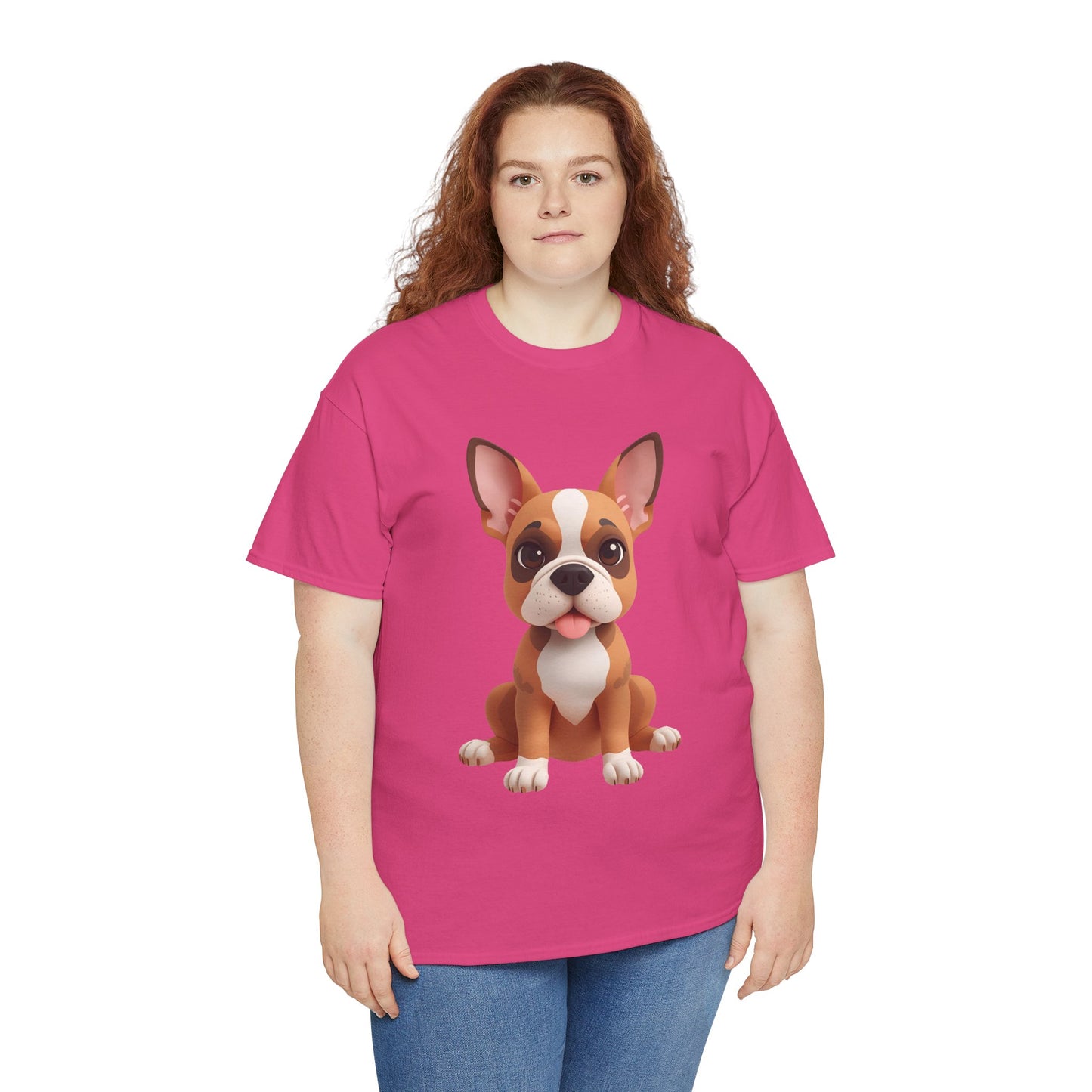 Cute 3D French Bulldog T-Shirt Unisex Heavy Cotton Tee, Dog Lover Gift