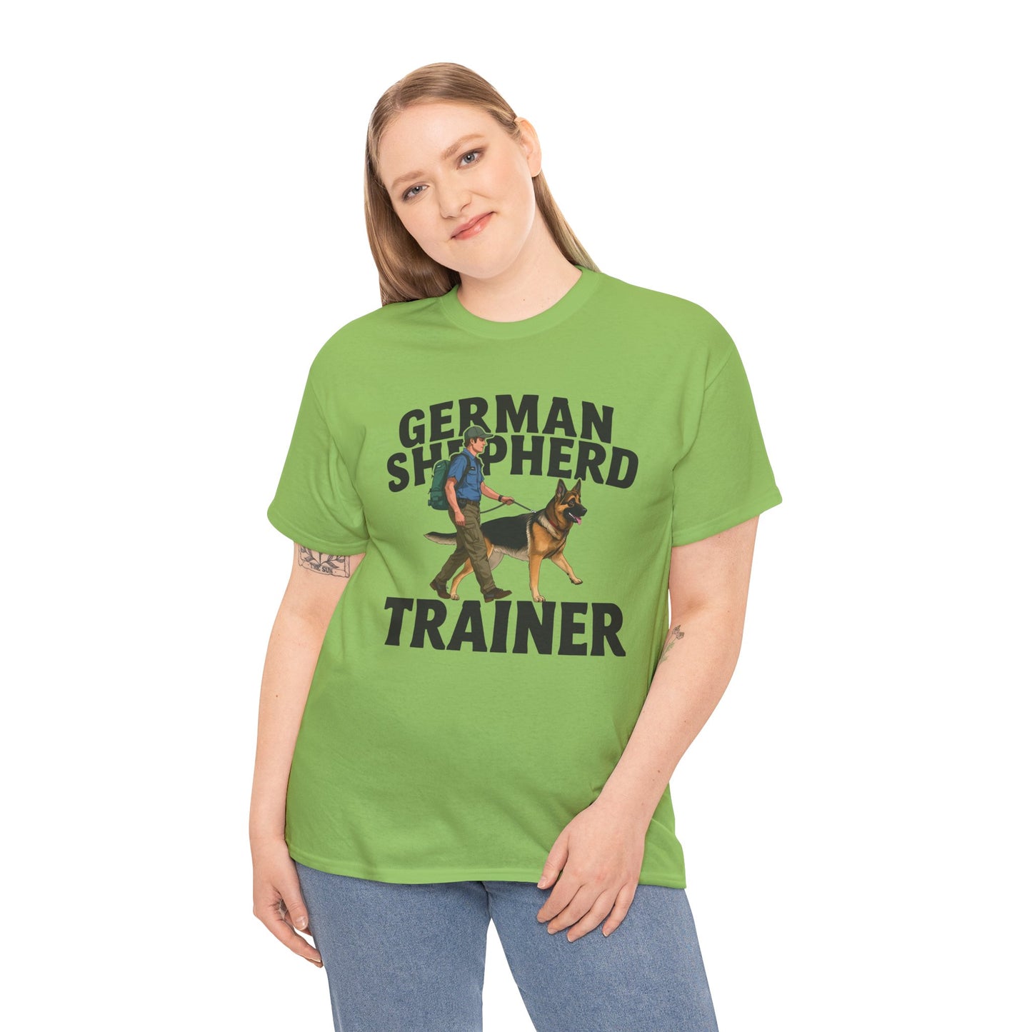 German Shepherd Trainer Tee - Man Holding a German Shepherd | Dog Lover Gift