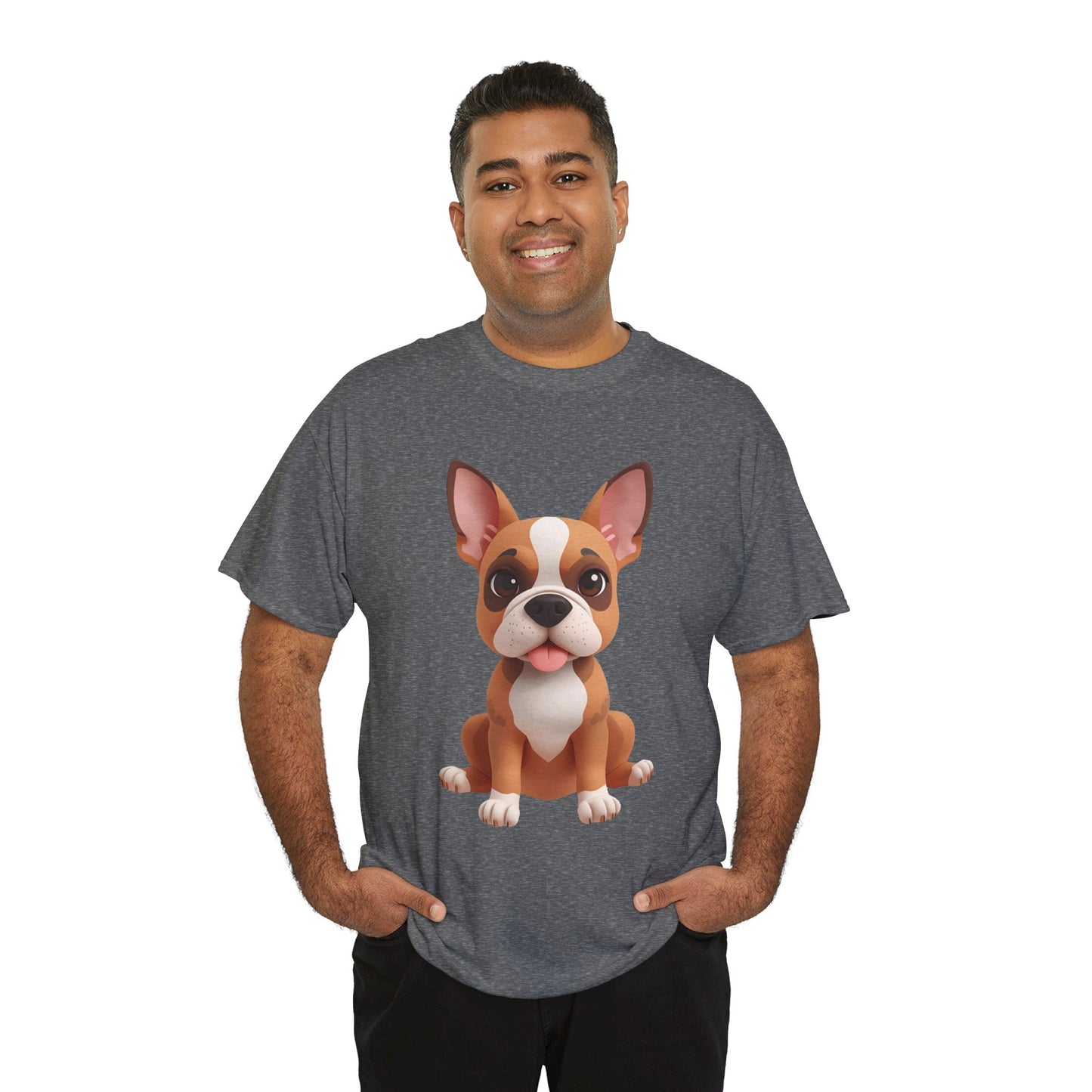 Cute 3D French Bulldog T-Shirt Unisex Heavy Cotton Tee, Dog Lover Gift