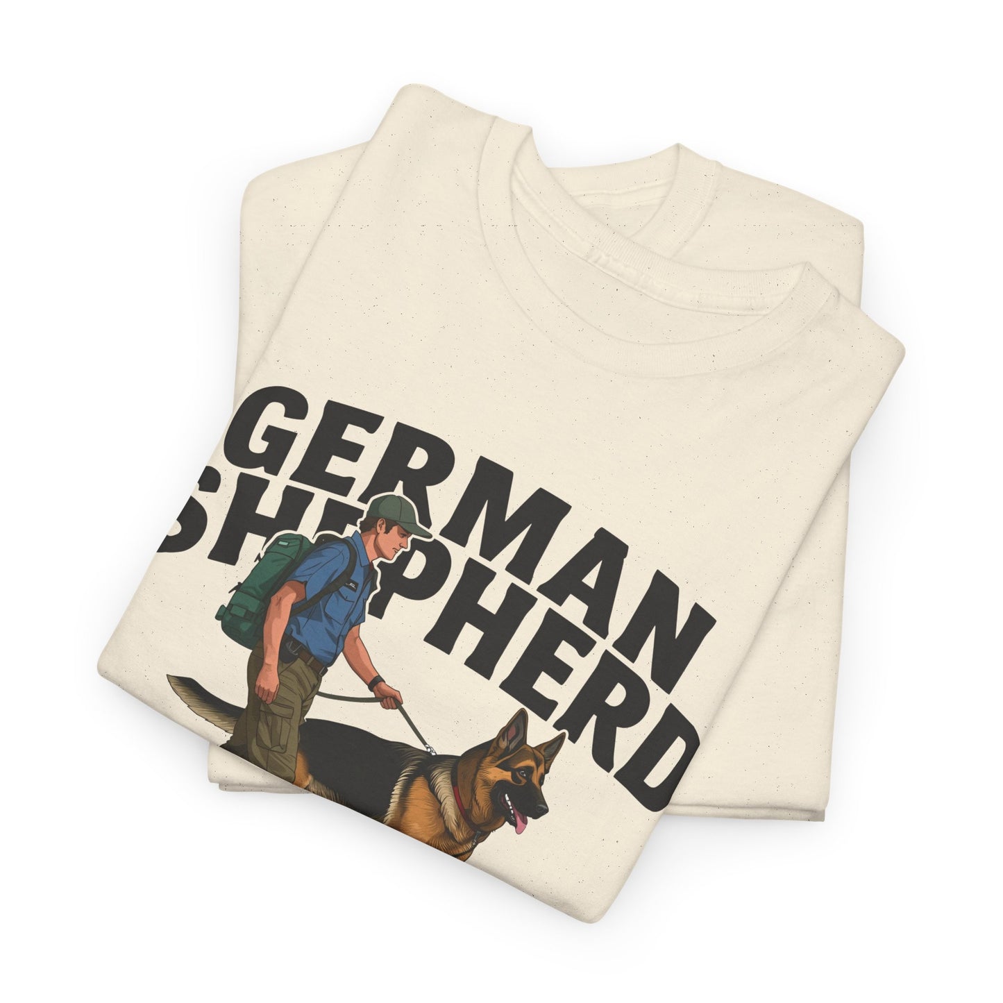 German Shepherd Trainer Tee - Man Holding a German Shepherd | Dog Lover Gift